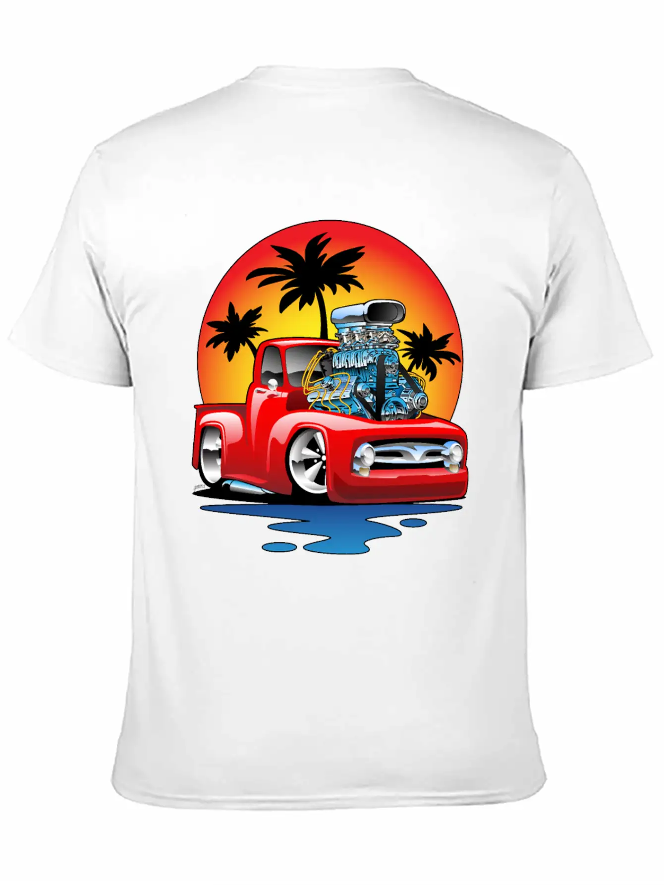 Funny Classic Pick-up Truck Hot Rod Cartoon Unisex Casual T-Shirt – Clean Design For Daily Comfort