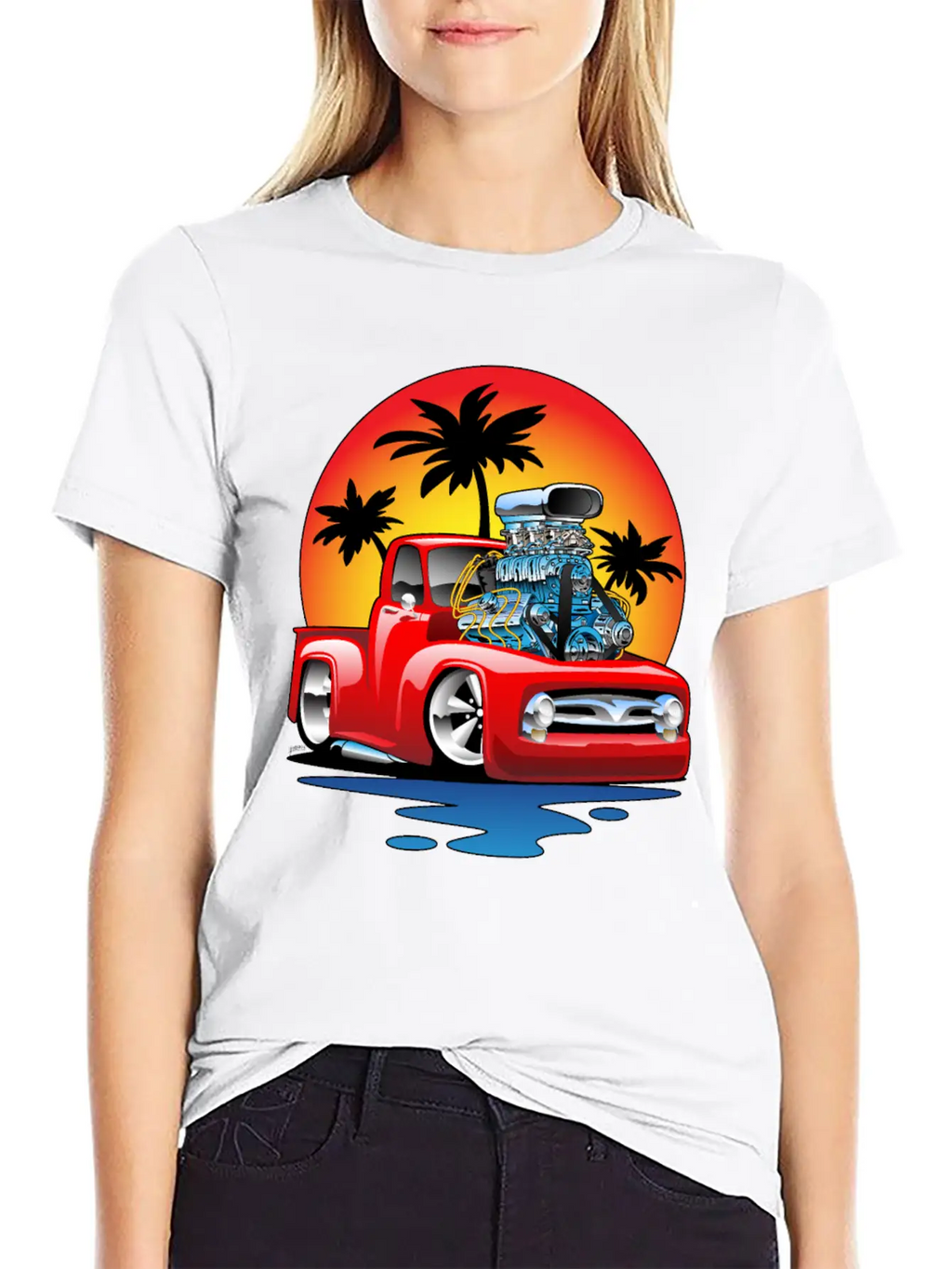 Funny Classic Pick-up Truck Hot Rod Cartoon Unisex Casual T-Shirt – Clean Design For Daily Comfort