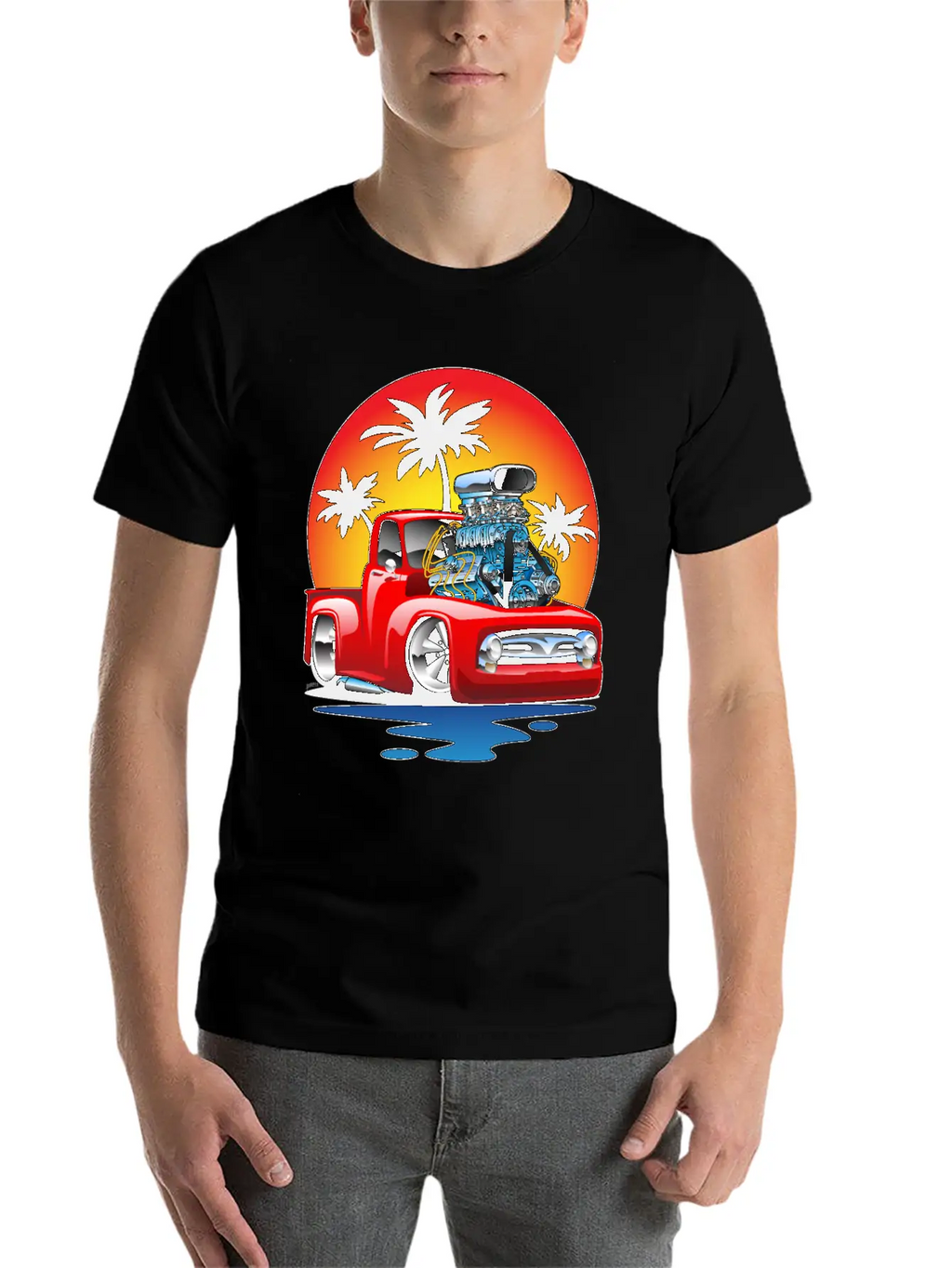 Funny Classic Pick-up Truck Hot Rod Cartoon Unisex Casual T-Shirt – Clean Design For Daily Comfort
