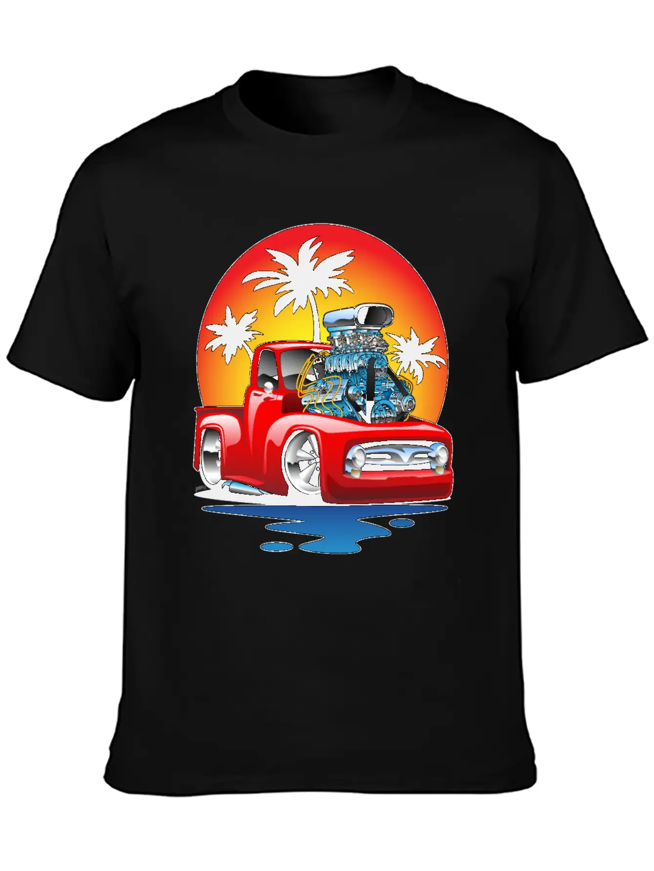 Funny Classic Pick-up Truck Hot Rod Cartoon Unisex Casual T-Shirt – Clean Design For Daily Comfort