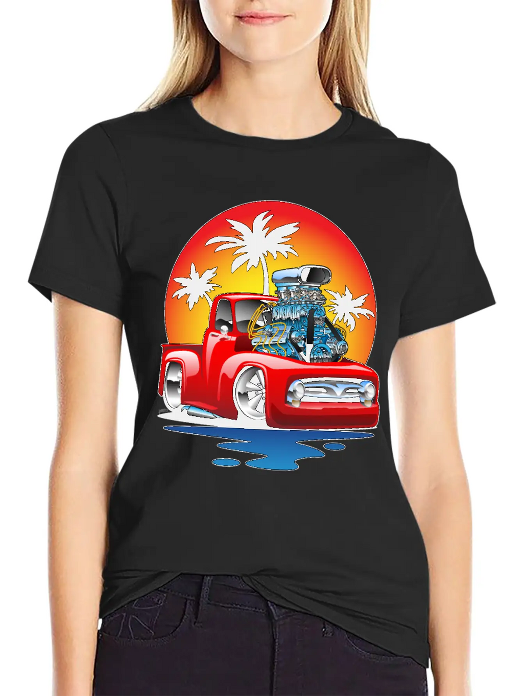 Funny Classic Pick-up Truck Hot Rod Cartoon Unisex Casual T-Shirt – Clean Design For Daily Comfort