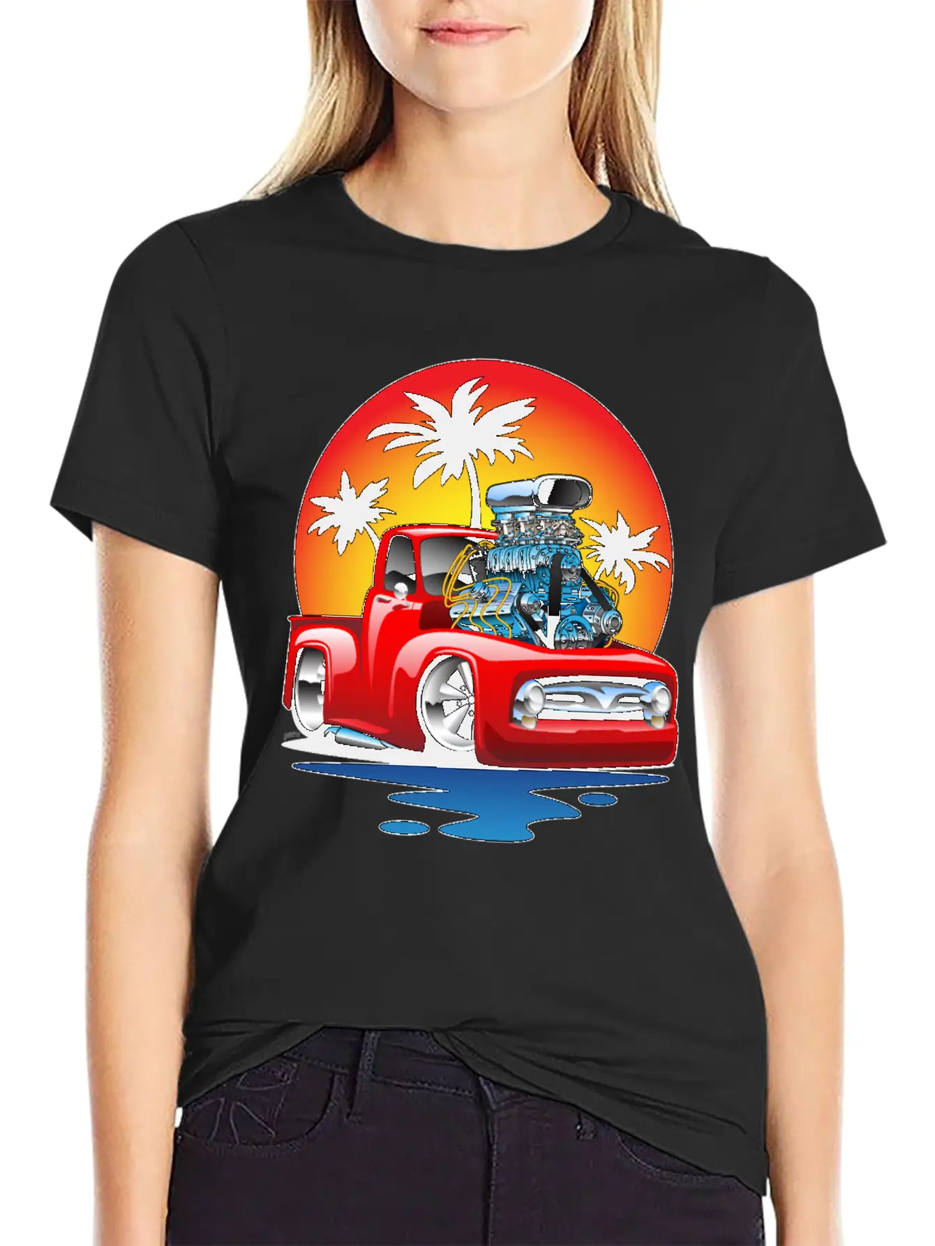 Funny Classic Pick-up Truck Hot Rod Cartoon Unisex Casual T-Shirt – Clean Design For Daily Comfort