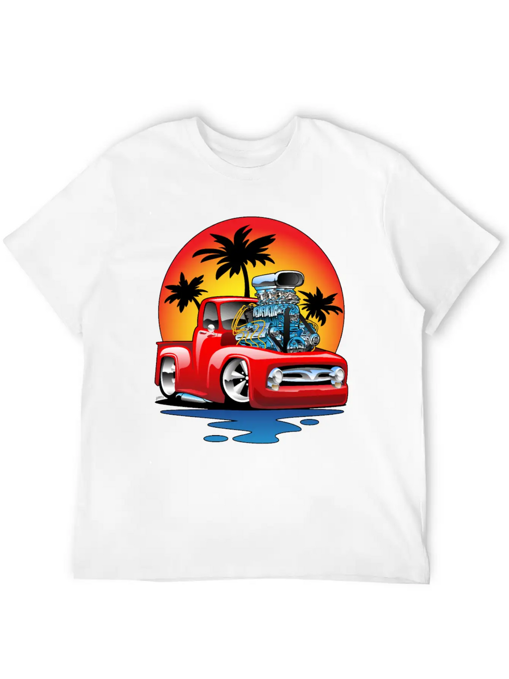 Funny Classic Pick-up Truck Hot Rod Cartoon Unisex Casual T-Shirt – Clean Design For Daily Comfort