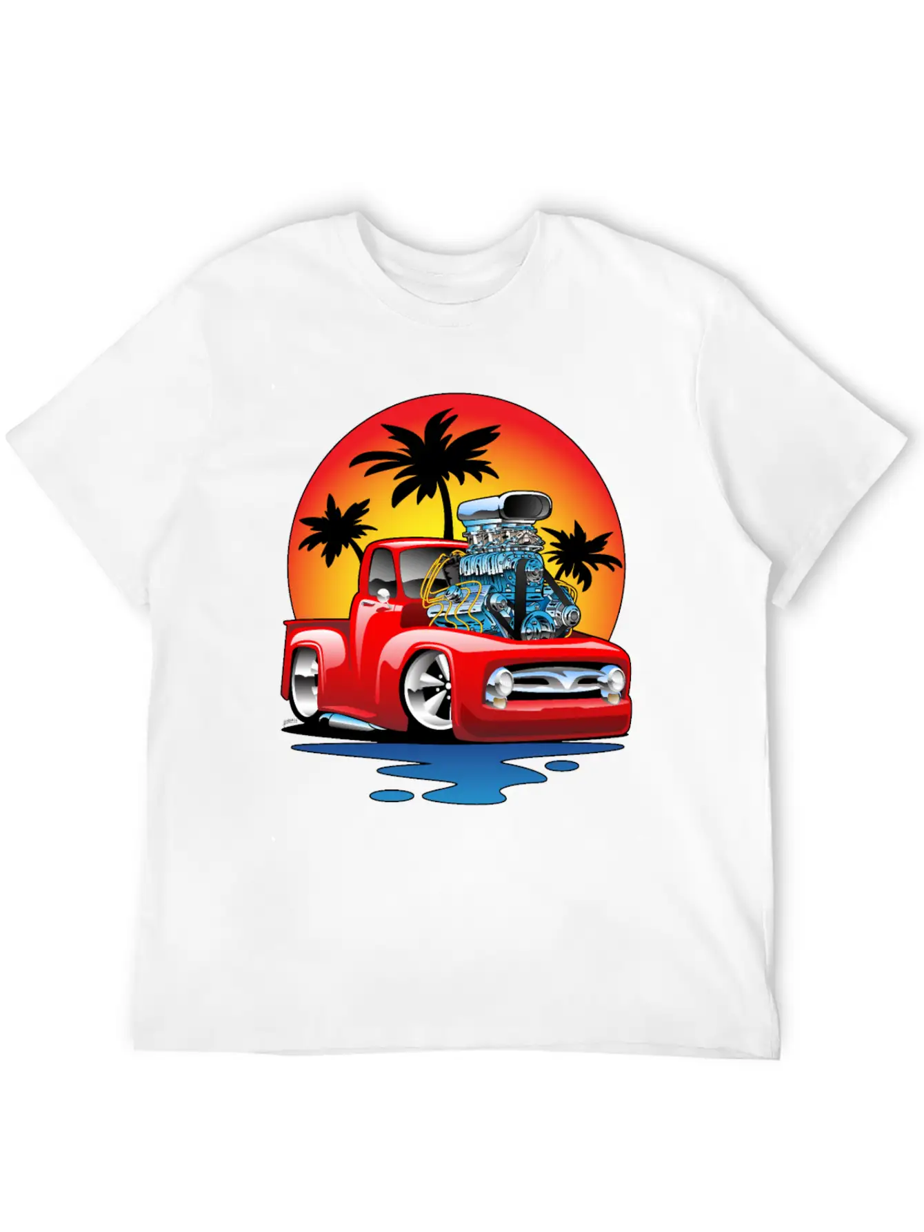 Funny Classic Pick-up Truck Hot Rod Cartoon Unisex Casual T-Shirt – Clean Design For Daily Comfort