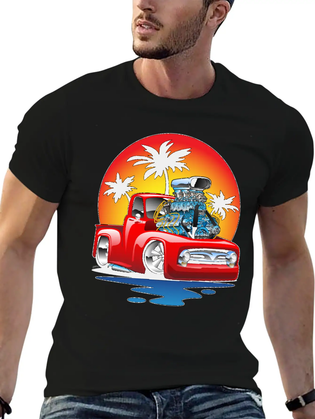 Funny Classic Pick-up Truck Hot Rod Cartoon Unisex Casual T-Shirt – Clean Design For Daily Comfort
