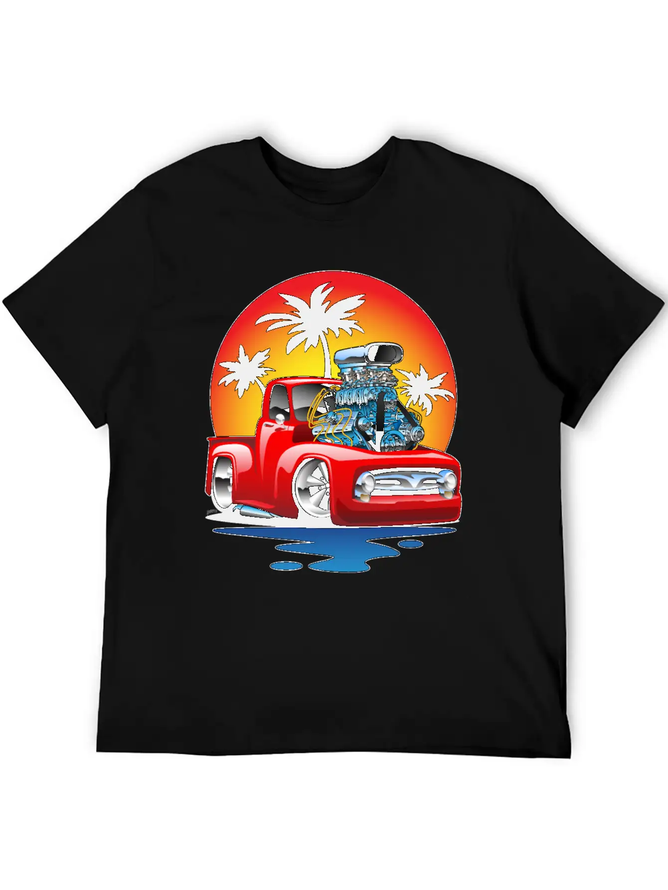 Funny Classic Pick-up Truck Hot Rod Cartoon Unisex Casual T-Shirt – Clean Design For Daily Comfort