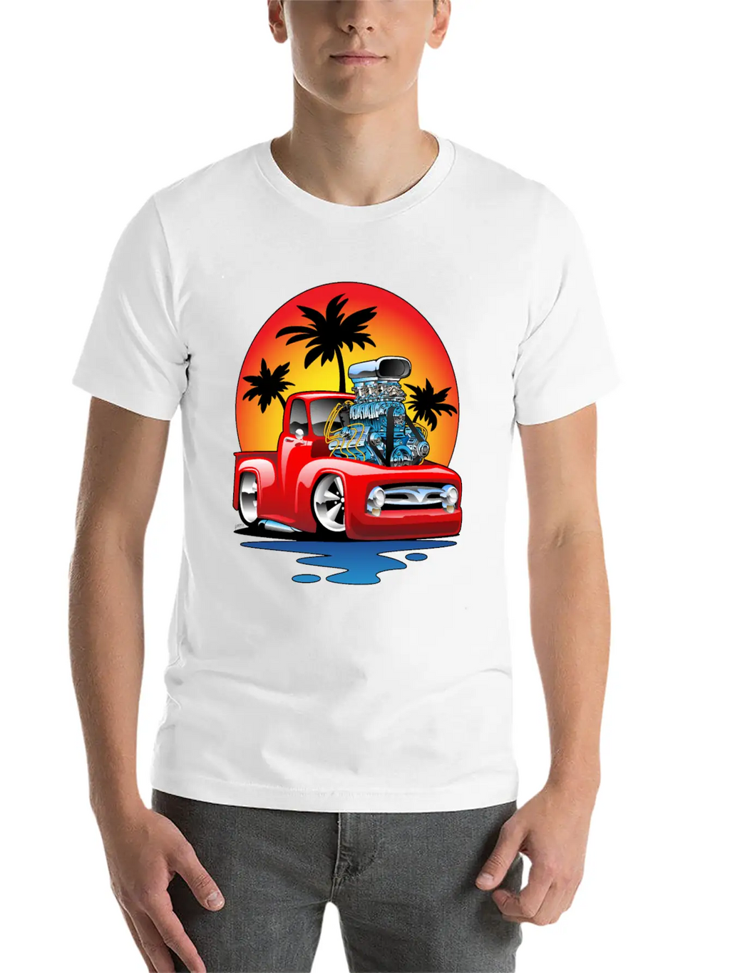 Funny Classic Pick-up Truck Hot Rod Cartoon Unisex Casual T-Shirt – Clean Design For Daily Comfort