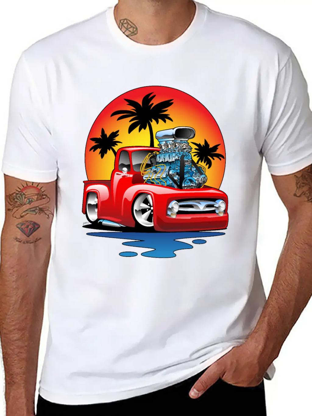 Funny Classic Pick-up Truck Hot Rod Cartoon Unisex Casual T-Shirt – Clean Design For Daily Comfort