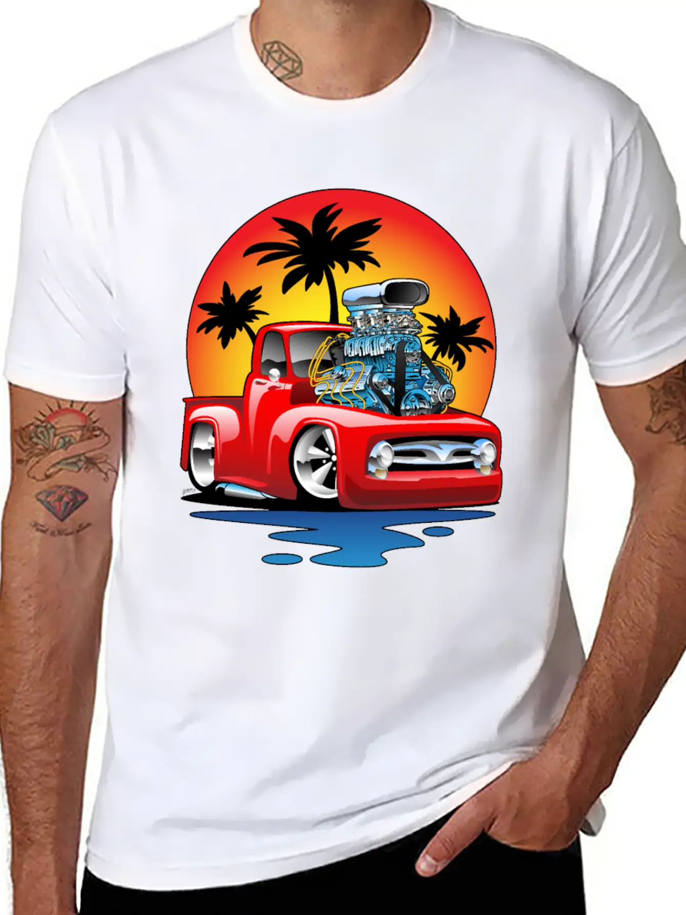 Funny Classic Pick-up Truck Hot Rod Cartoon Unisex Casual T-Shirt – Clean Design For Daily Comfort