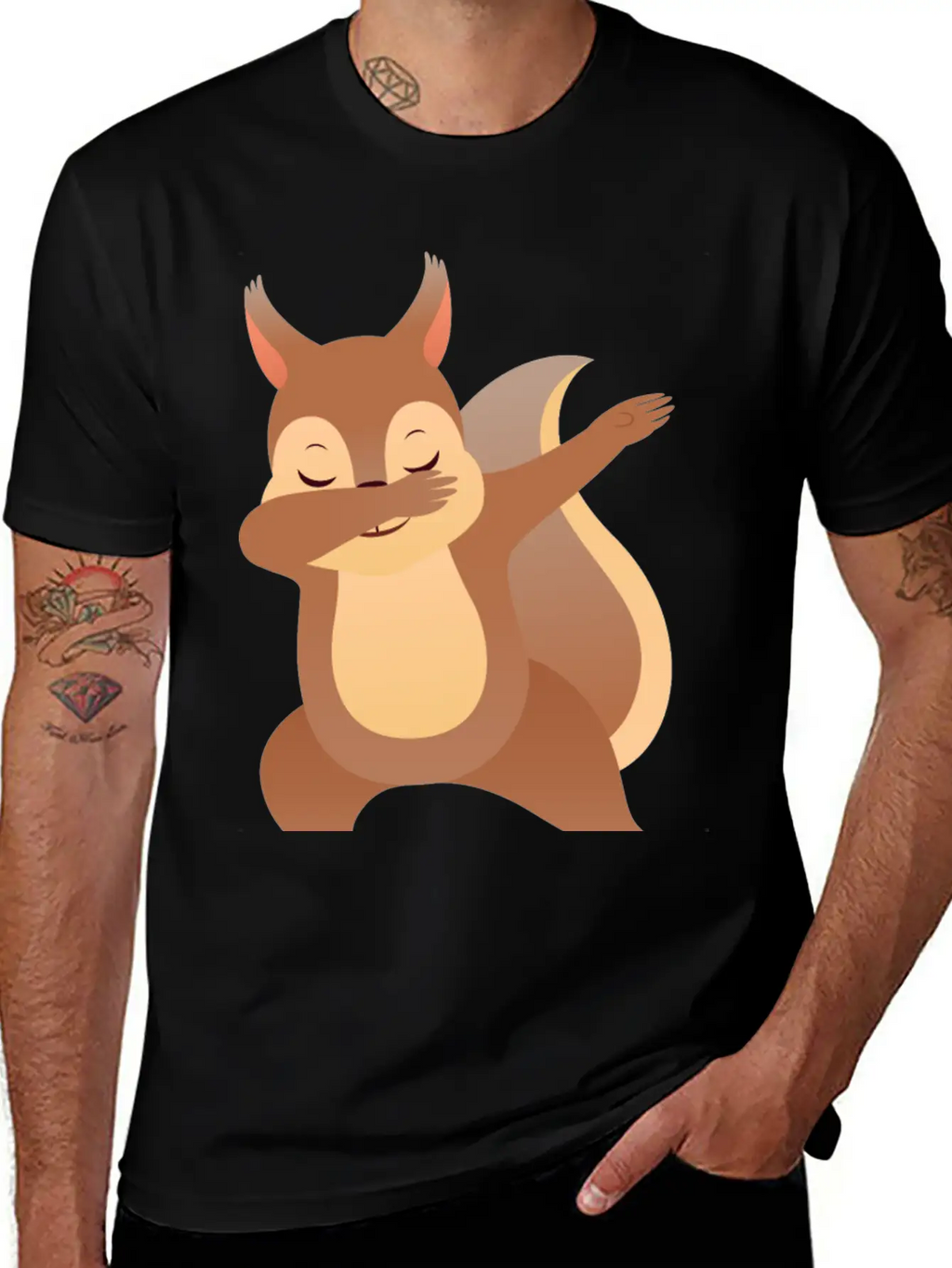 Funny Dabbing Squirrel Gift Design Casual Graphic T-Shirt – Simple And Comfortable Daily Wear