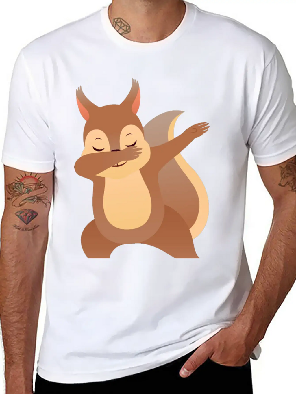 Funny Dabbing Squirrel Gift Design Casual Graphic T-Shirt – Simple And Comfortable Daily Wear