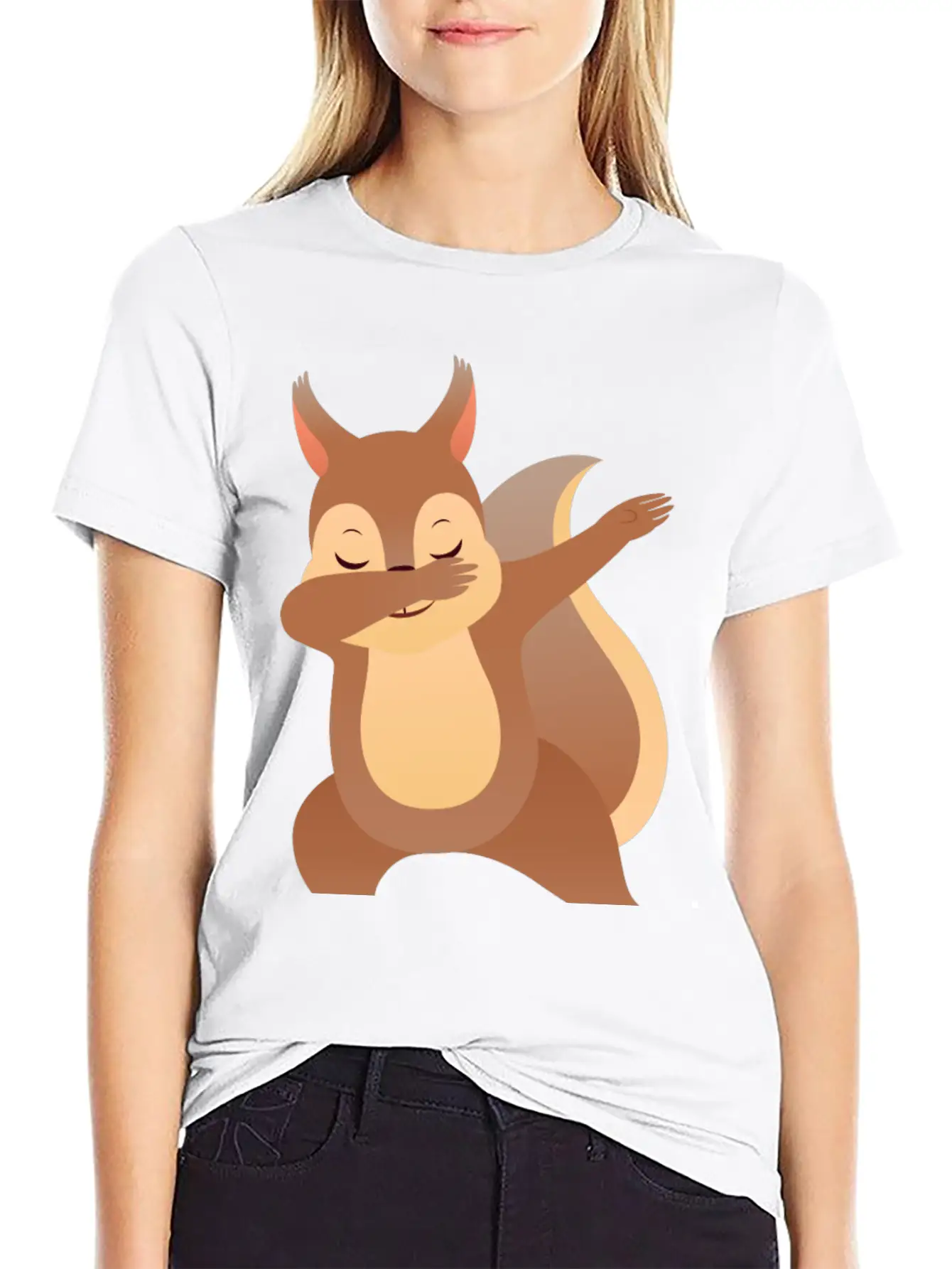 Funny Dabbing Squirrel Gift Design Casual Graphic T-Shirt – Simple And Comfortable Daily Wear