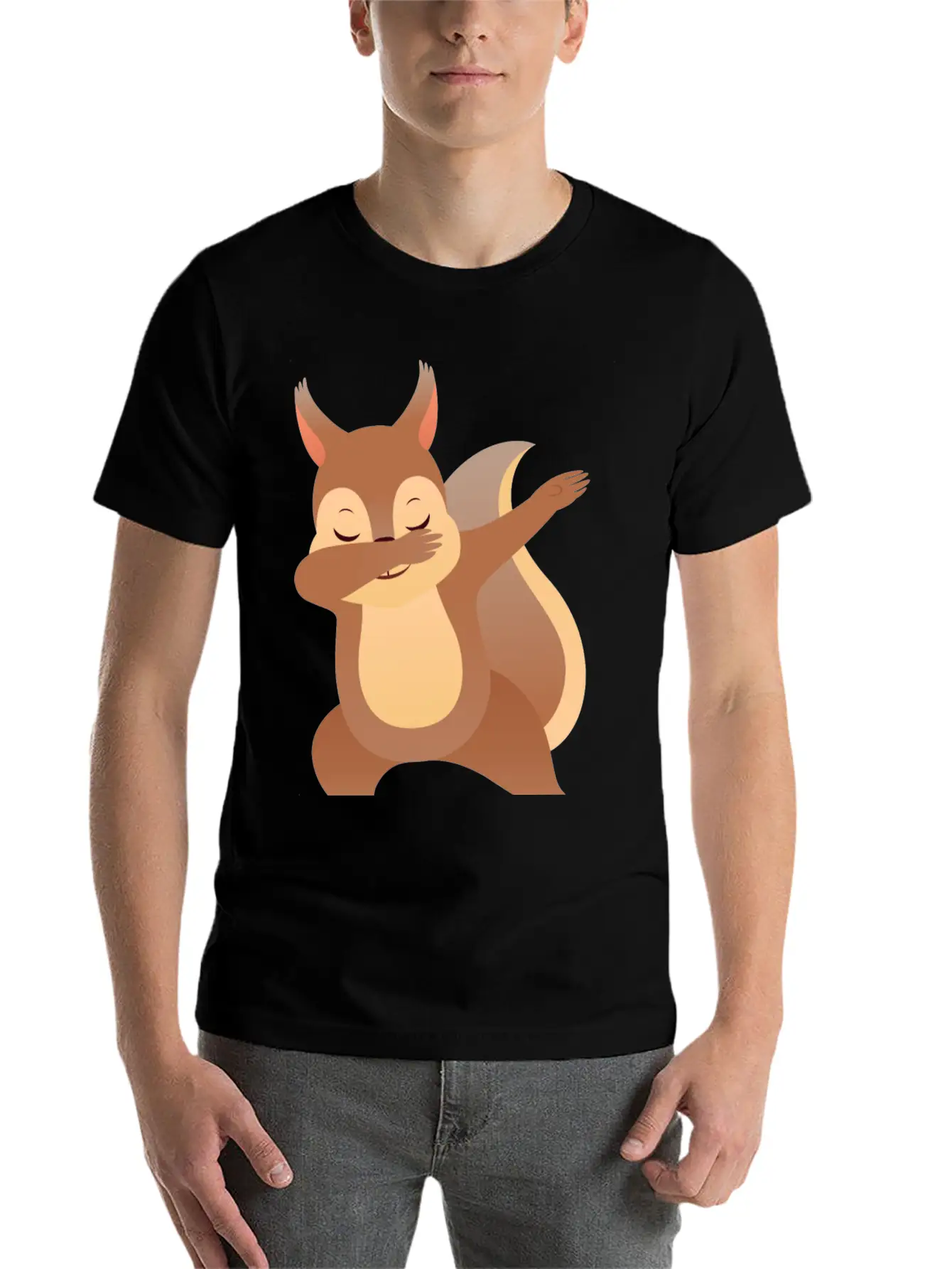 Funny Dabbing Squirrel Gift Design Casual Graphic T-Shirt – Simple And Comfortable Daily Wear