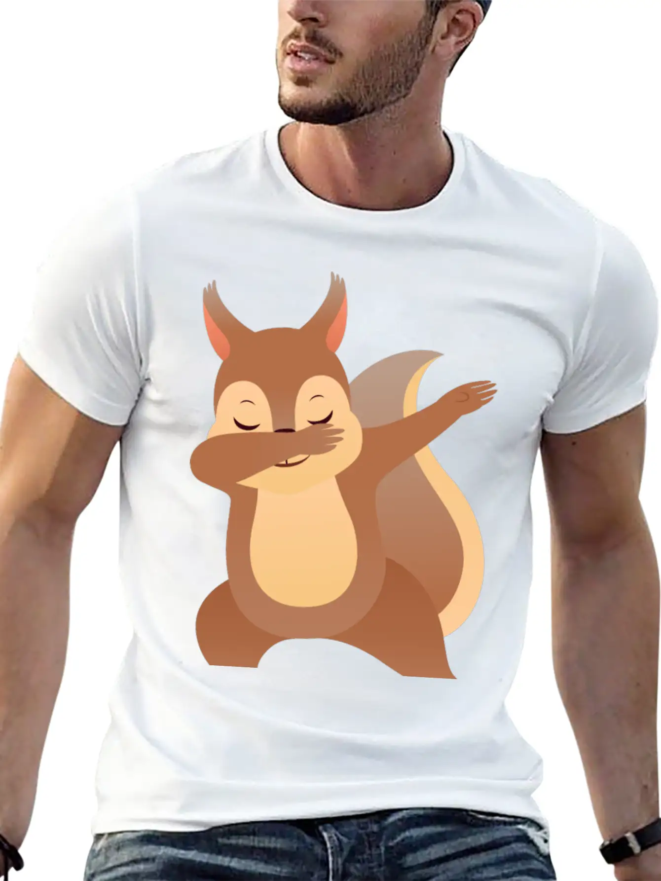 Funny Dabbing Squirrel Gift Design Casual Graphic T-Shirt – Simple And Comfortable Daily Wear