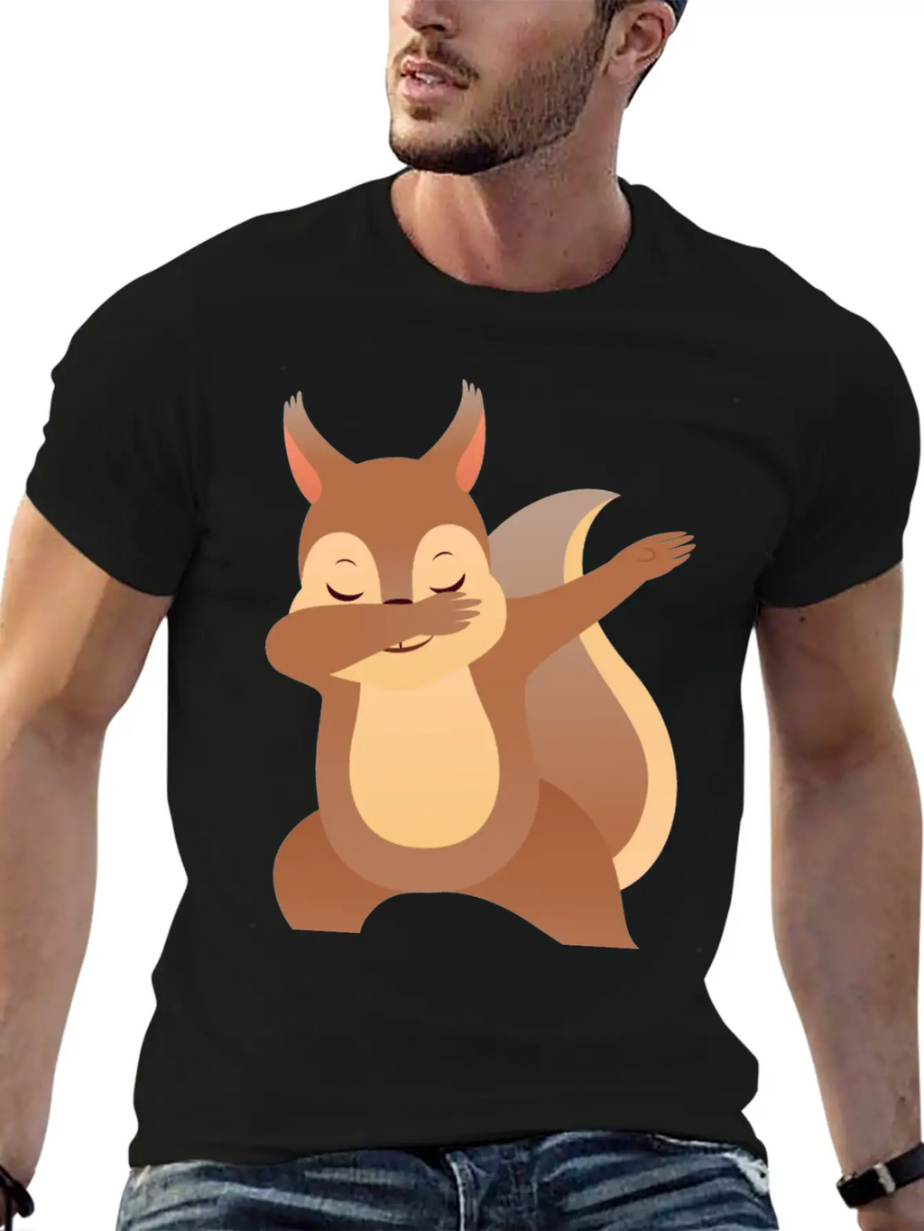 Funny Dabbing Squirrel Gift Design Casual Graphic T-Shirt – Simple And Comfortable Daily Wear