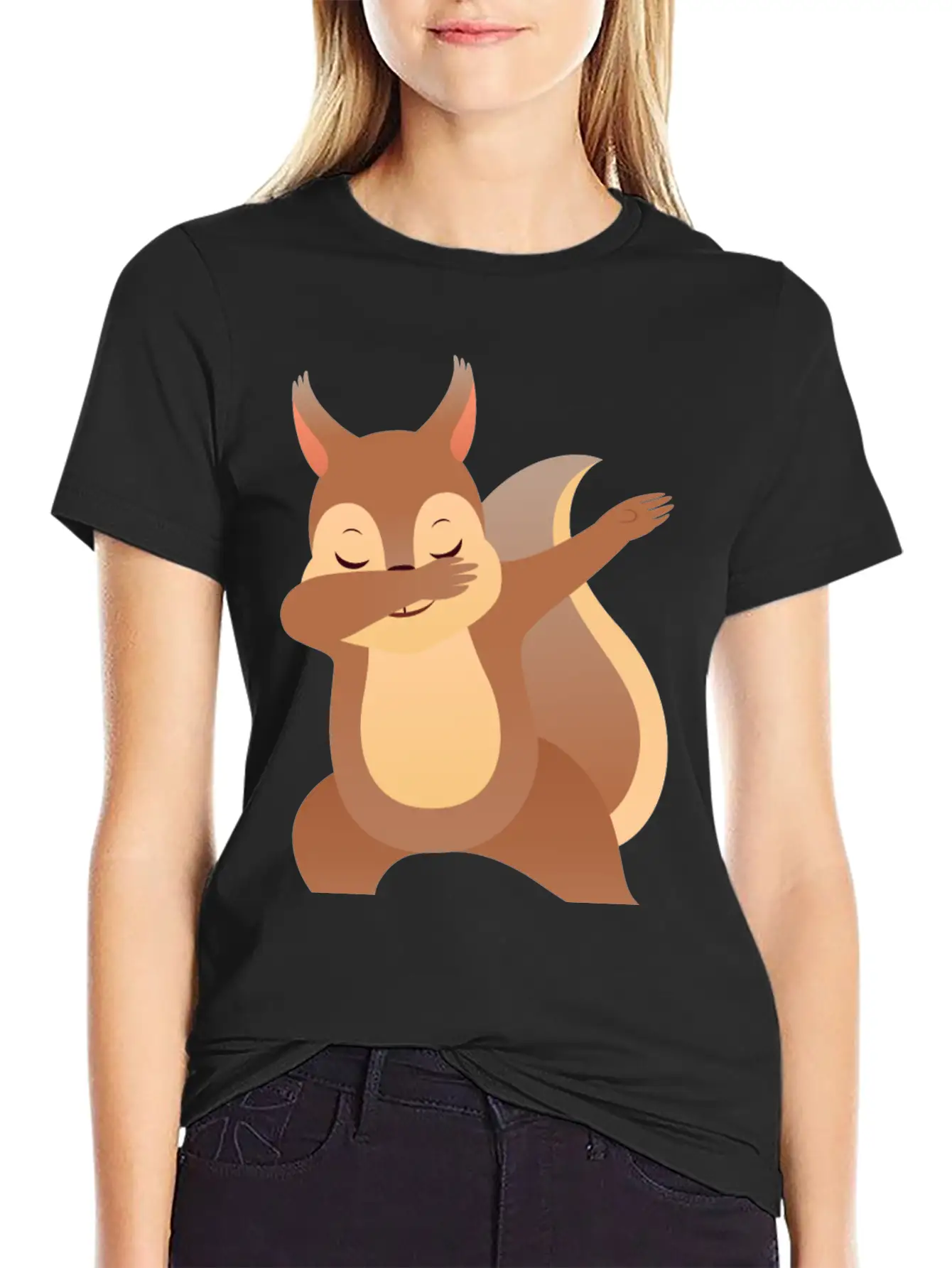 Funny Dabbing Squirrel Gift Design Casual Graphic T-Shirt – Simple And Comfortable Daily Wear