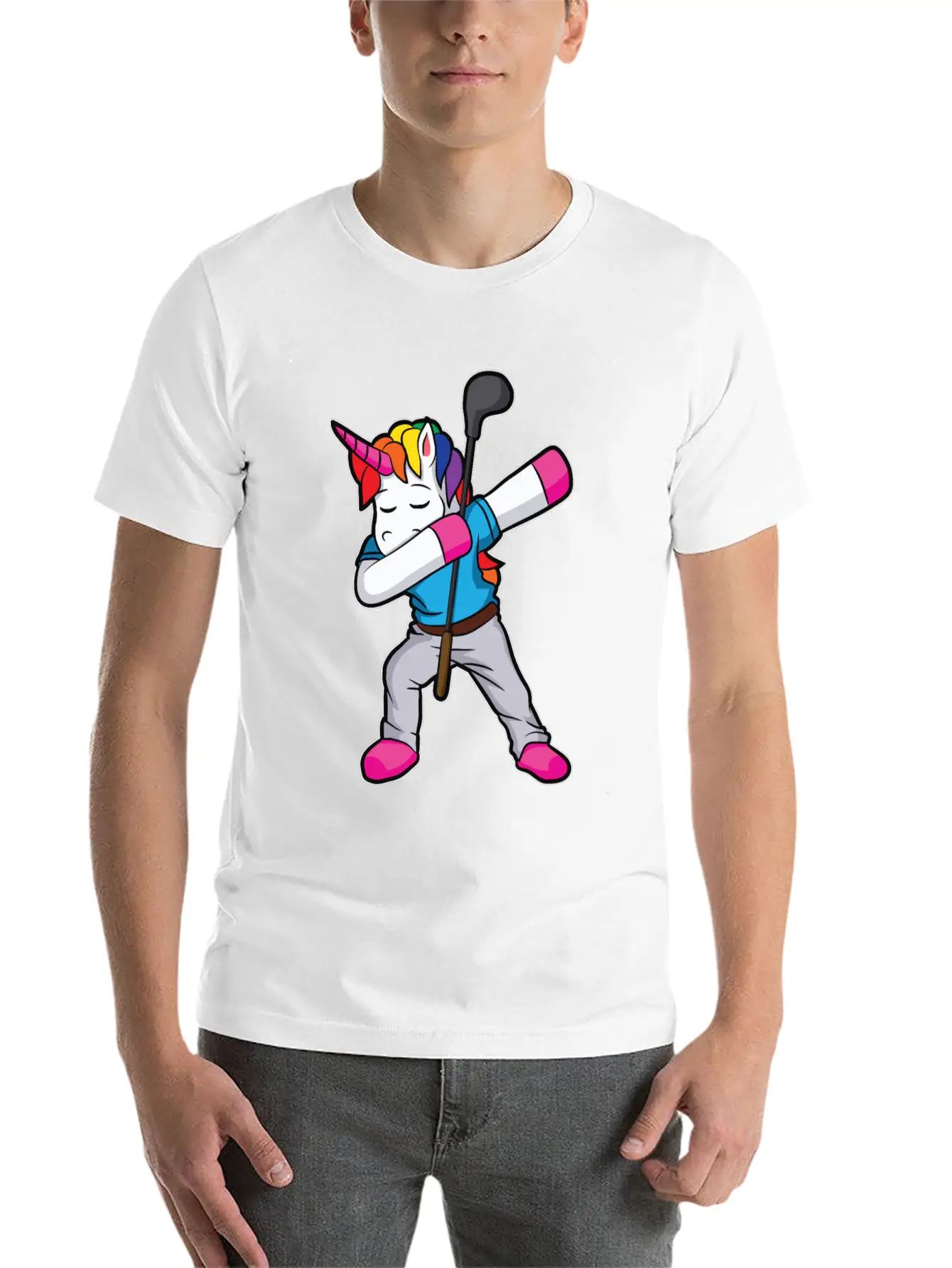 Funny Dabbing Unicorn Golfer Gift Golf Unisex Casual T-Shirt – Clean Design For Daily Comfort