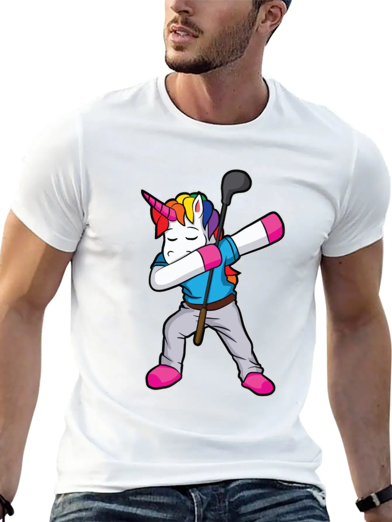 Funny Dabbing Unicorn Golfer Gift Golf Unisex Casual T-Shirt – Clean Design For Daily Comfort