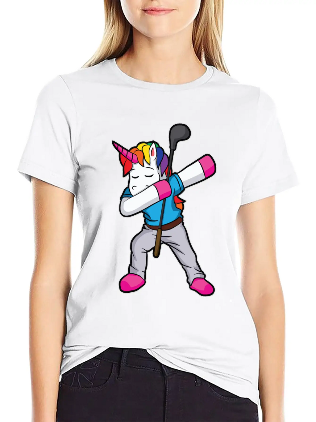 Funny Dabbing Unicorn Golfer Gift Golf Unisex Casual T-Shirt – Clean Design For Daily Comfort