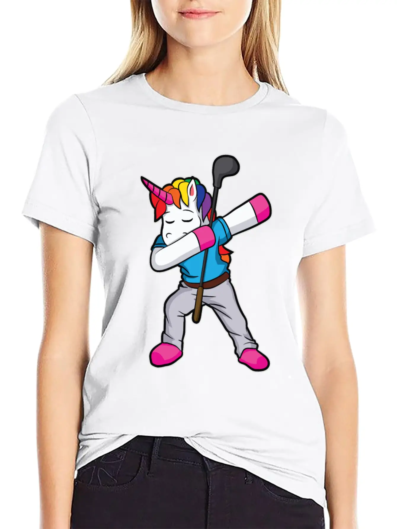 Funny Dabbing Unicorn Golfer Gift Golf Unisex Casual T-Shirt – Clean Design For Daily Comfort