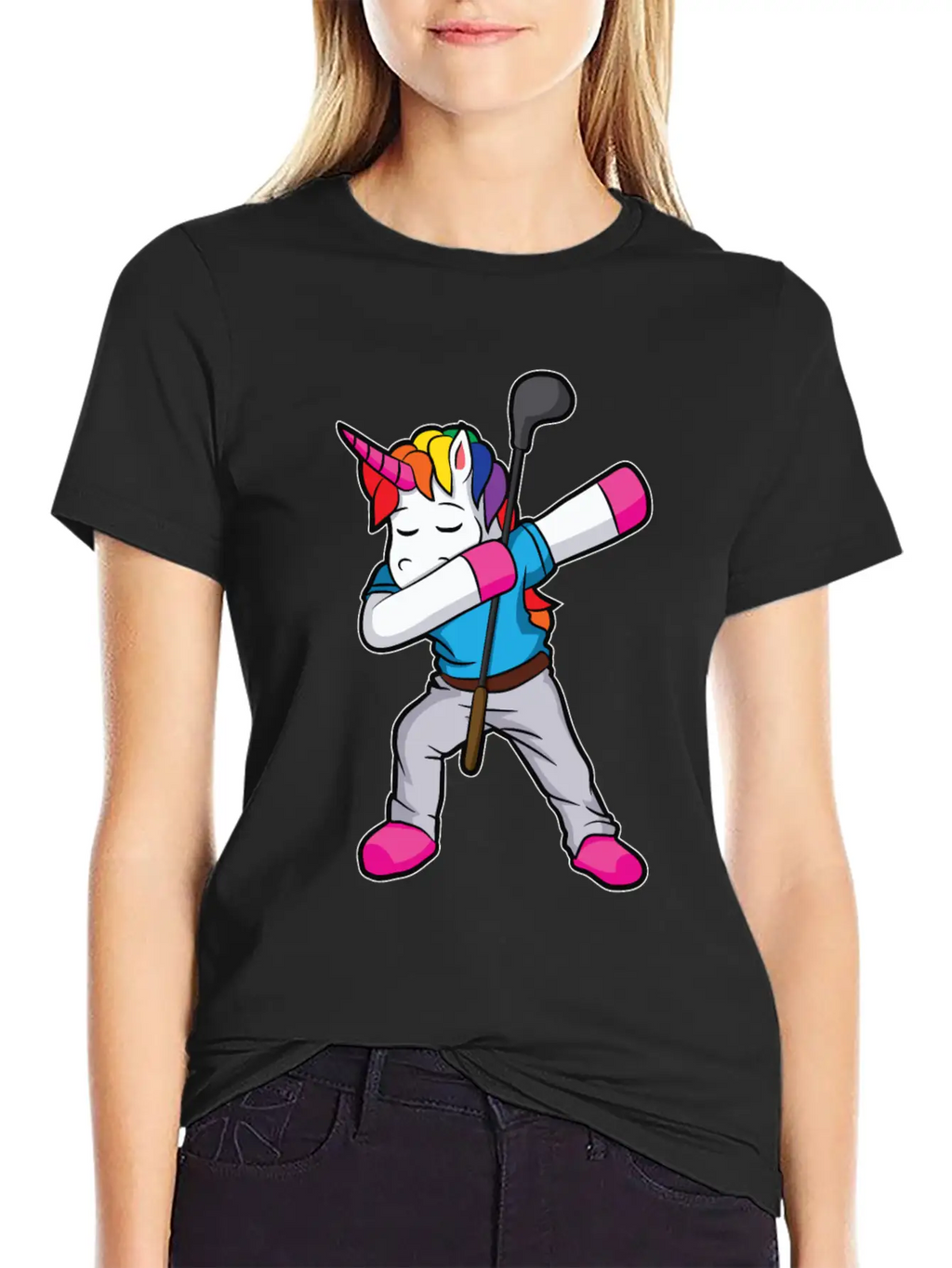 Funny Dabbing Unicorn Golfer Gift Golf Unisex Casual T-Shirt – Clean Design For Daily Comfort