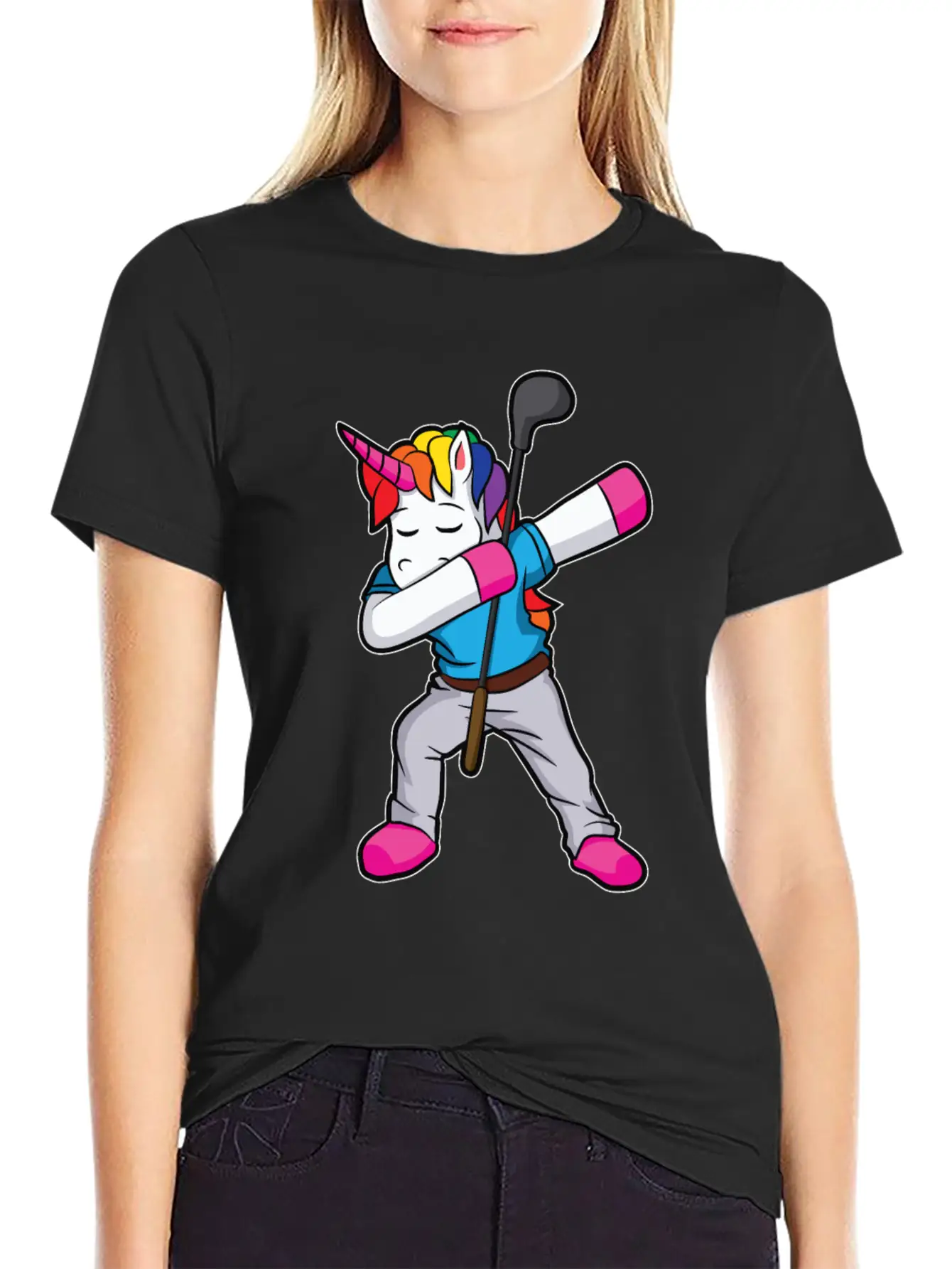 Funny Dabbing Unicorn Golfer Gift Golf Unisex Casual T-Shirt – Clean Design For Daily Comfort