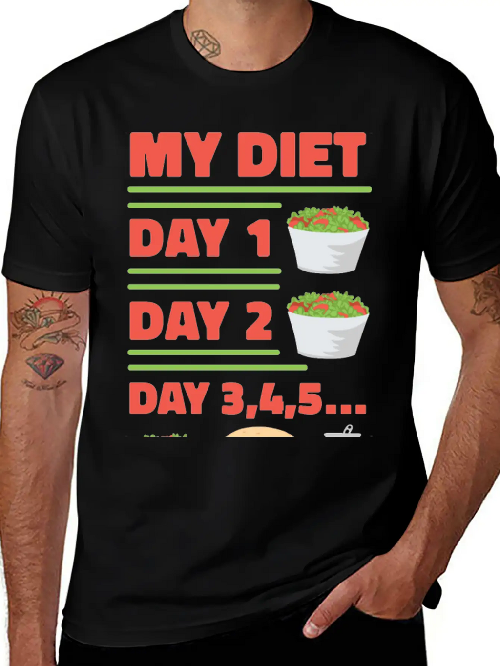 Funny Diet Day Routine Breathable Soft Cotton T-Shirt – Timeless Casual Look