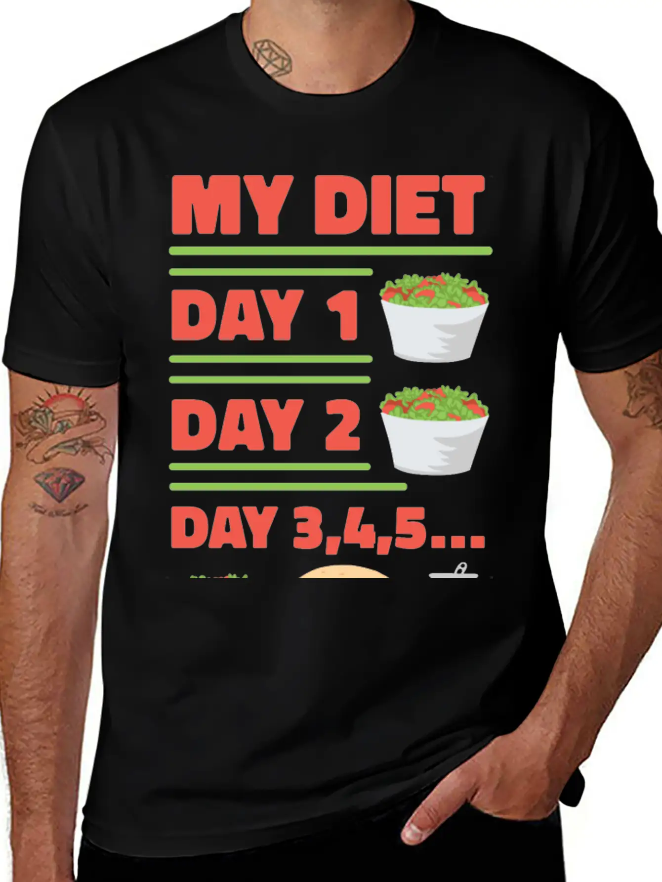 Funny Diet Day Routine Breathable Soft Cotton T-Shirt – Timeless Casual Look