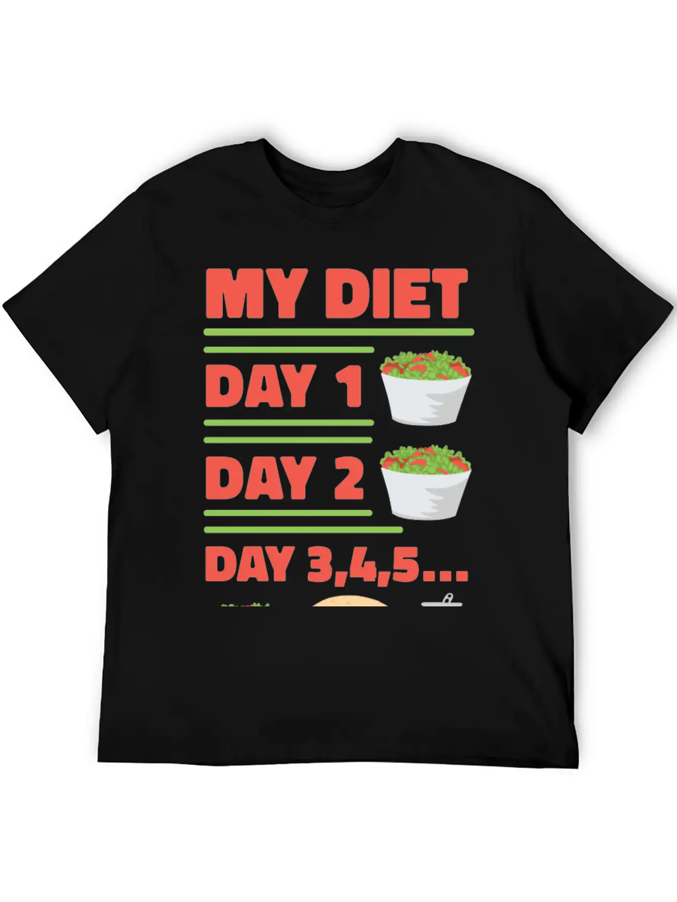 Funny Diet Day Routine Breathable Soft Cotton T-Shirt – Timeless Casual Look