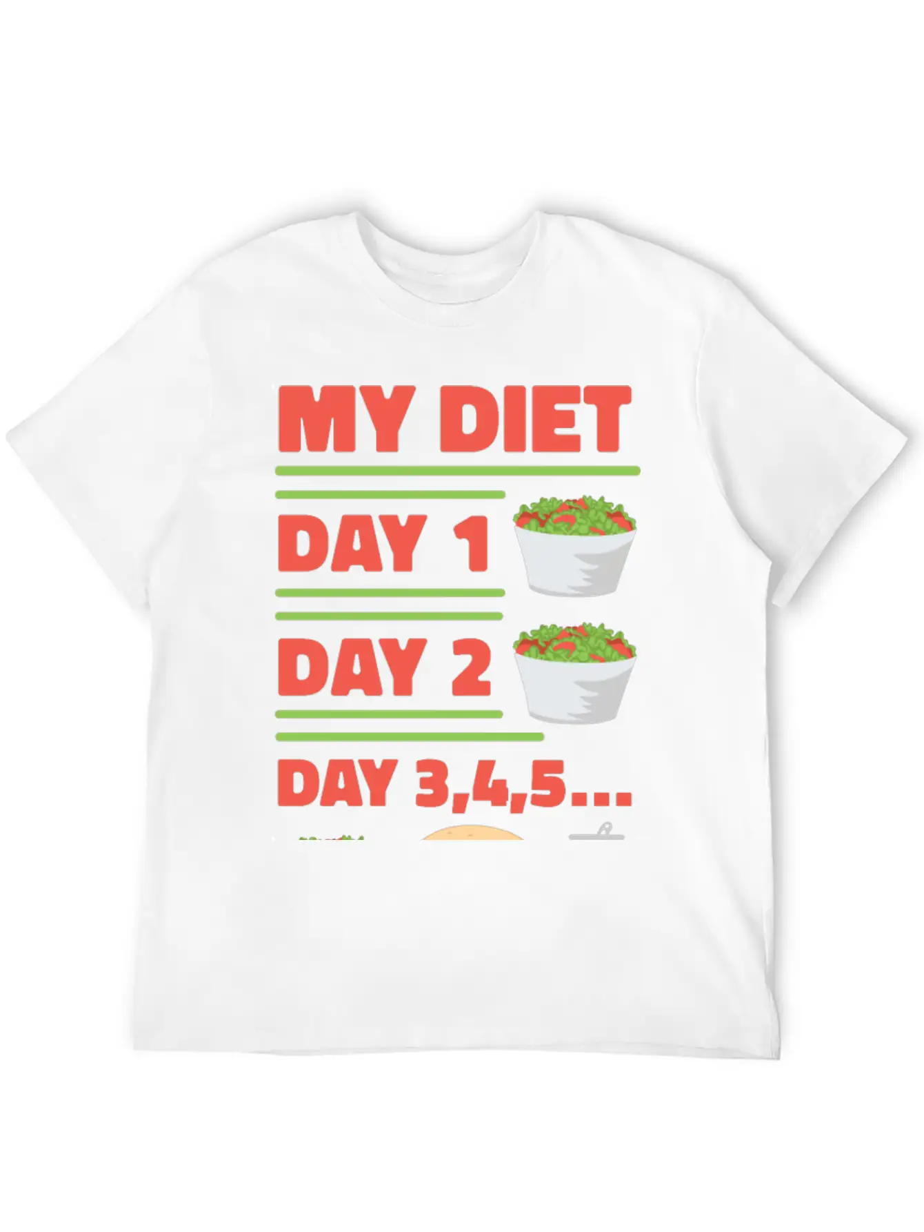 Funny Diet Day Routine Breathable Soft Cotton T-Shirt – Timeless Casual Look