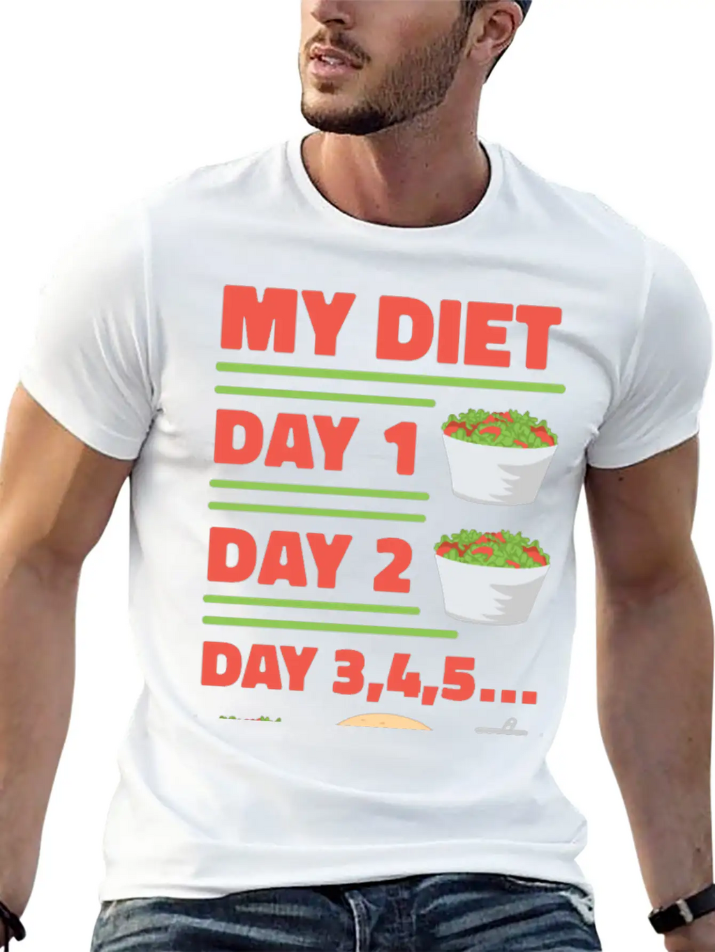 Funny Diet Day Routine Breathable Soft Cotton T-Shirt – Timeless Casual Look