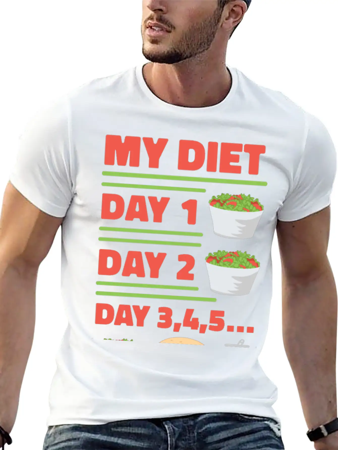Funny Diet Day Routine Breathable Soft Cotton T-Shirt – Timeless Casual Look