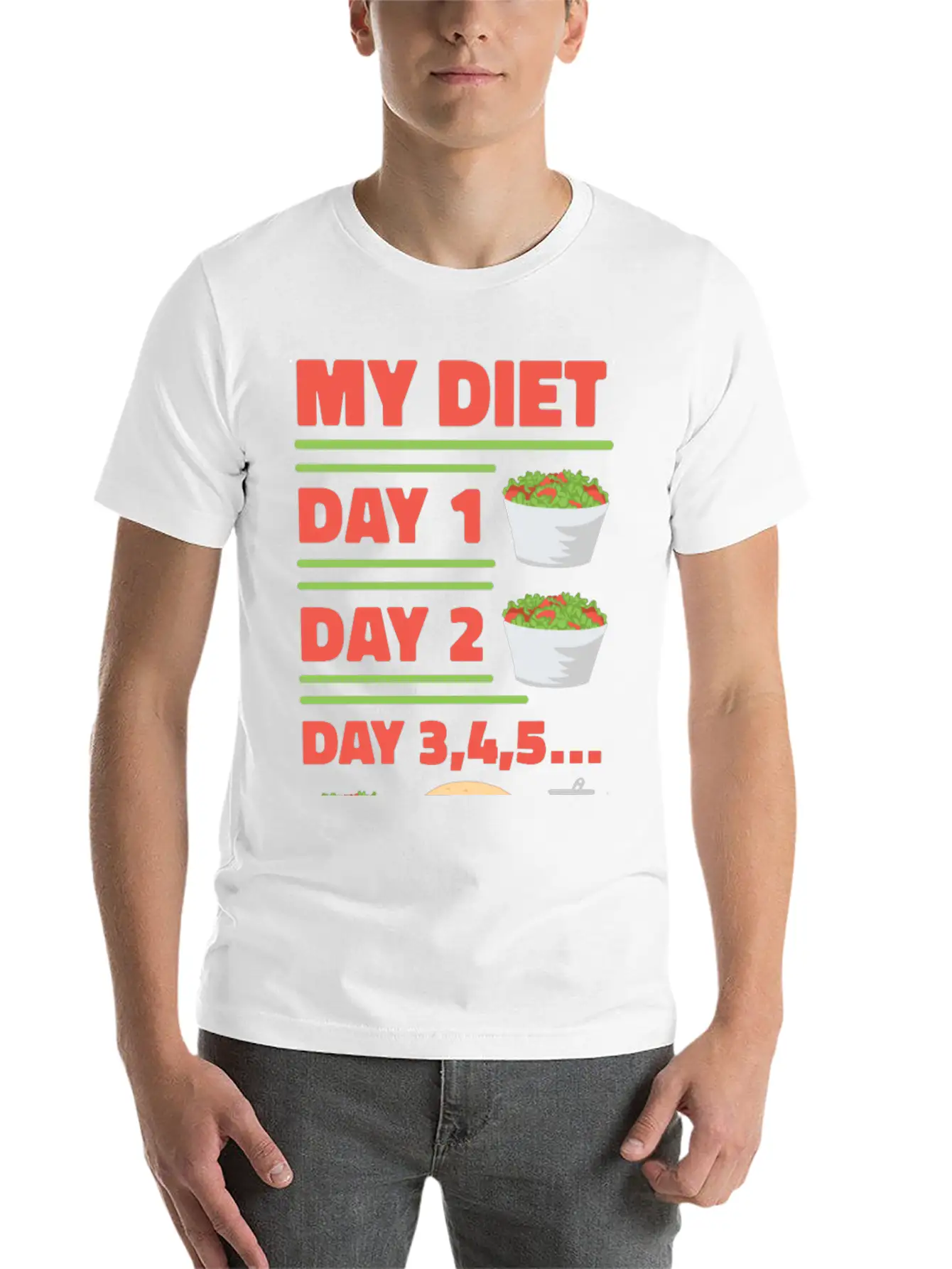 Funny Diet Day Routine Breathable Soft Cotton T-Shirt – Timeless Casual Look