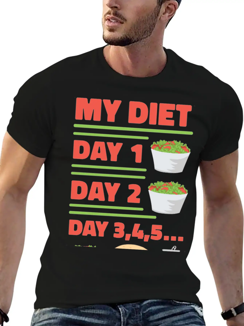 Funny Diet Day Routine Breathable Soft Cotton T-Shirt – Timeless Casual Look