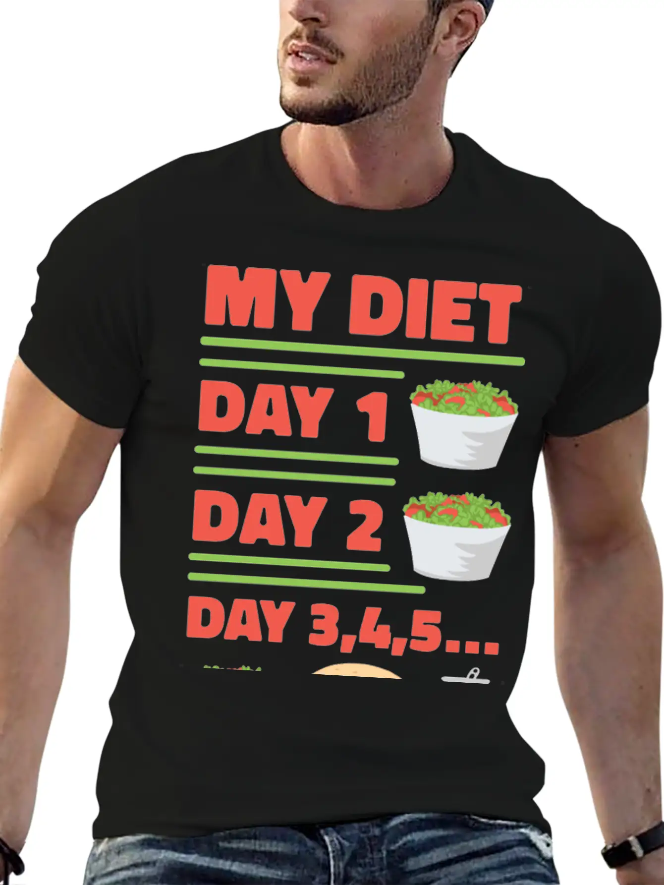 Funny Diet Day Routine Breathable Soft Cotton T-Shirt – Timeless Casual Look