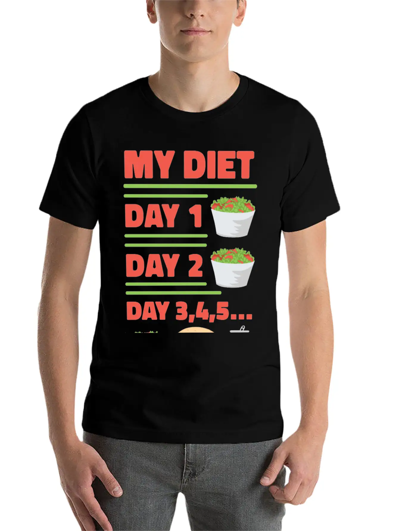 Funny Diet Day Routine Breathable Soft Cotton T-Shirt – Timeless Casual Look