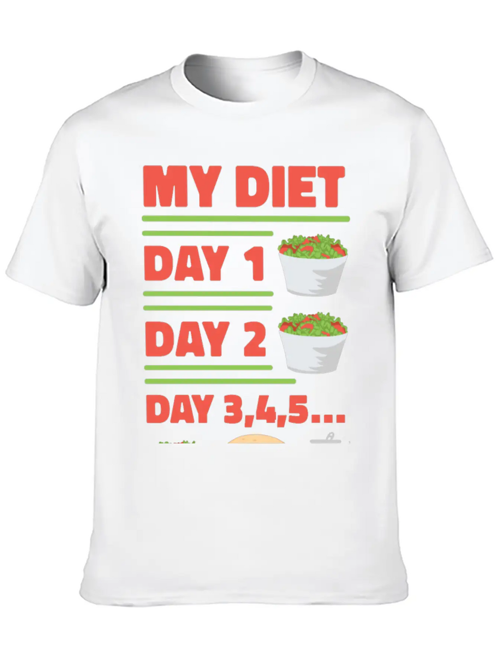 Funny Diet Day Routine Breathable Soft Cotton T-Shirt – Timeless Casual Look