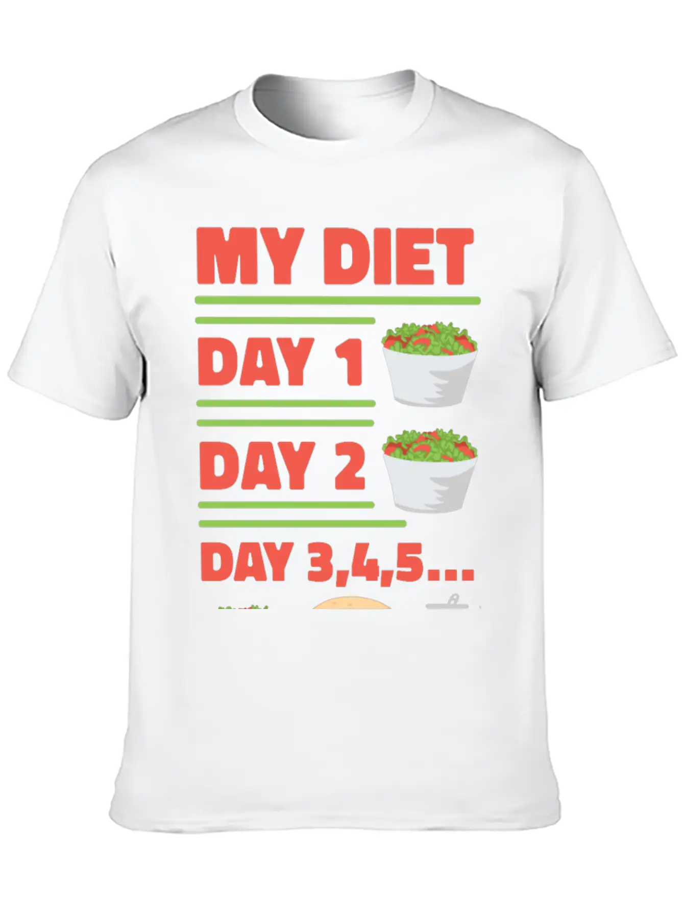 Funny Diet Day Routine Breathable Soft Cotton T-Shirt – Timeless Casual Look