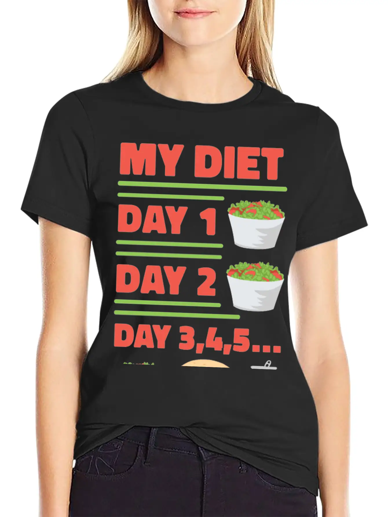 Funny Diet Day Routine Breathable Soft Cotton T-Shirt – Timeless Casual Look