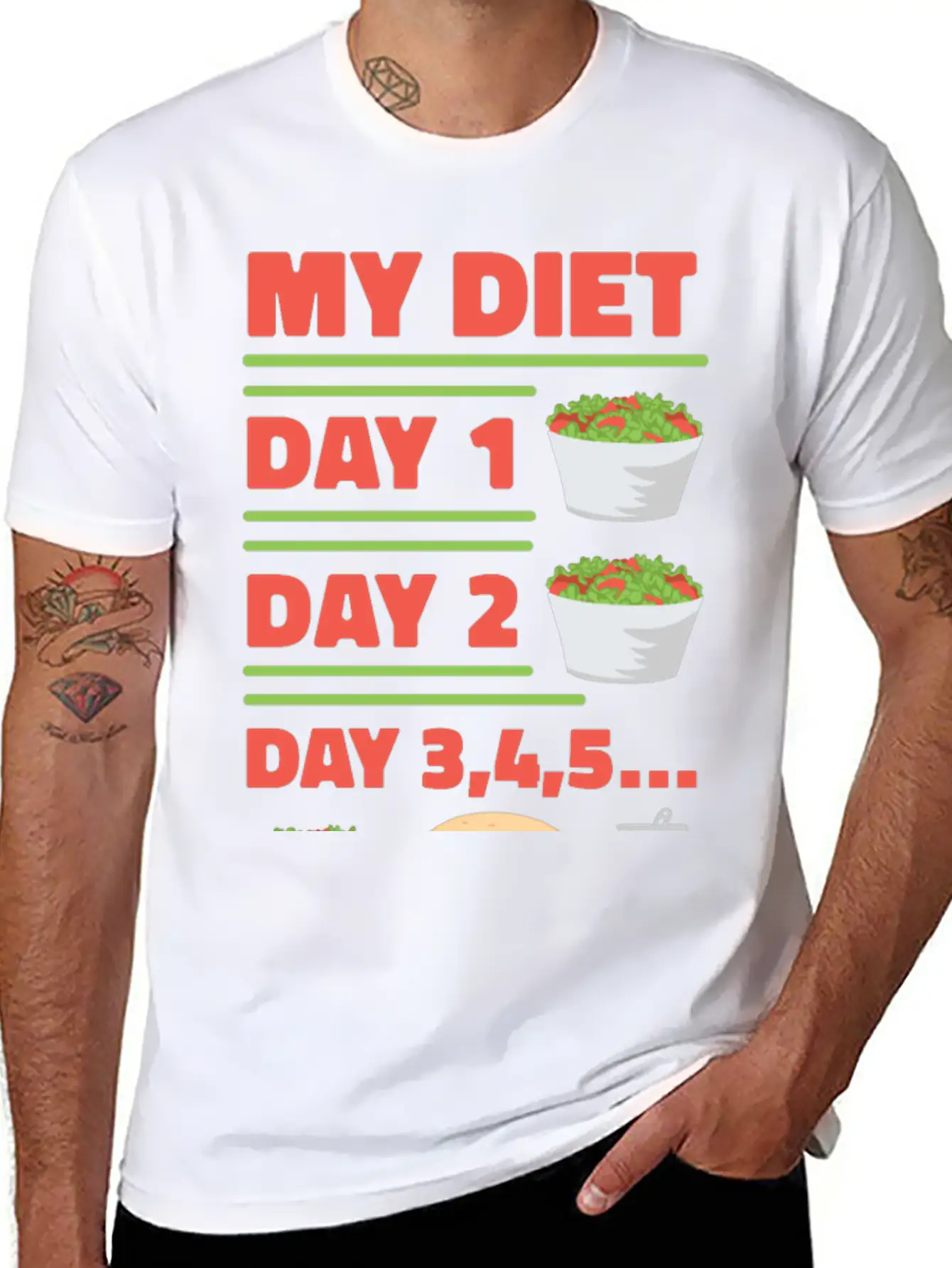 Funny Diet Day Routine Breathable Soft Cotton T-Shirt – Timeless Casual Look