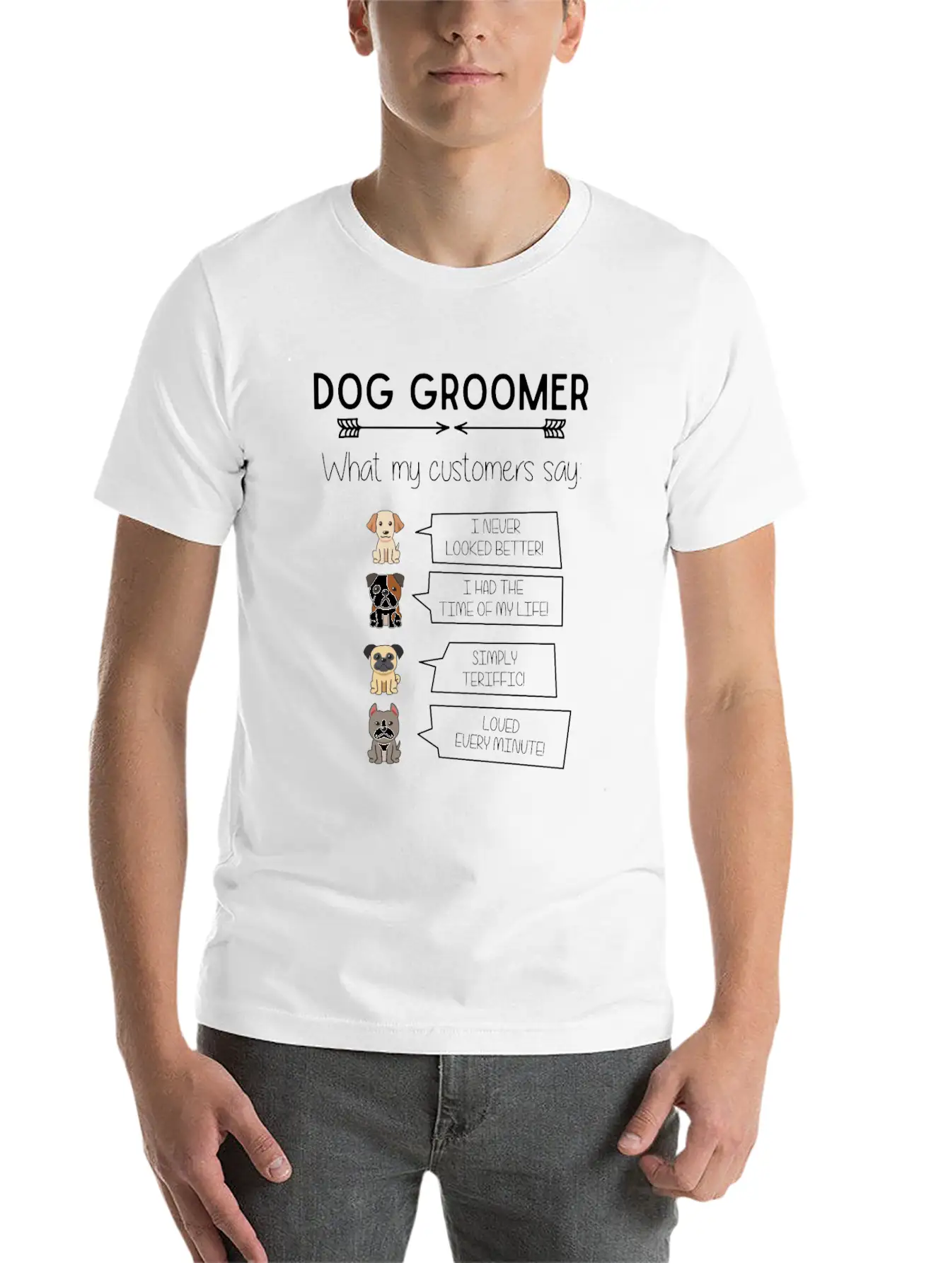 Funny Dog Grooming Humorous Puppy Groomer Fun Breathable Soft Cotton T-Shirt – Timeless Casual Look