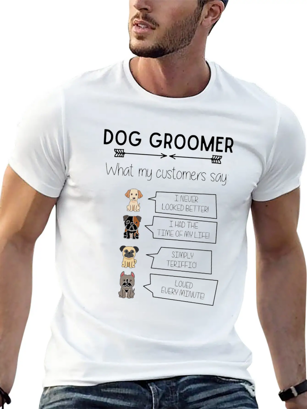 Funny Dog Grooming Humorous Puppy Groomer Fun Breathable Soft Cotton T-Shirt – Timeless Casual Look