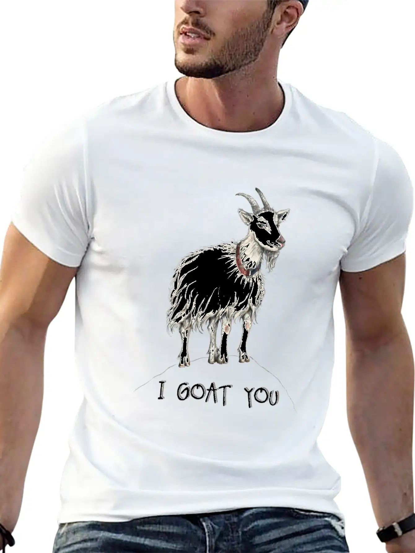 Funny Goat Illustration :: I Got You - I Goat You Unisex Casual T-Shirt – Clean Design For Daily Comfort