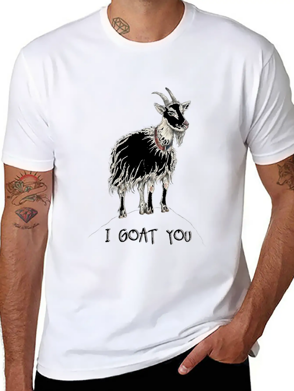 Funny Goat Illustration :: I Got You - I Goat You Unisex Casual T-Shirt – Clean Design For Daily Comfort