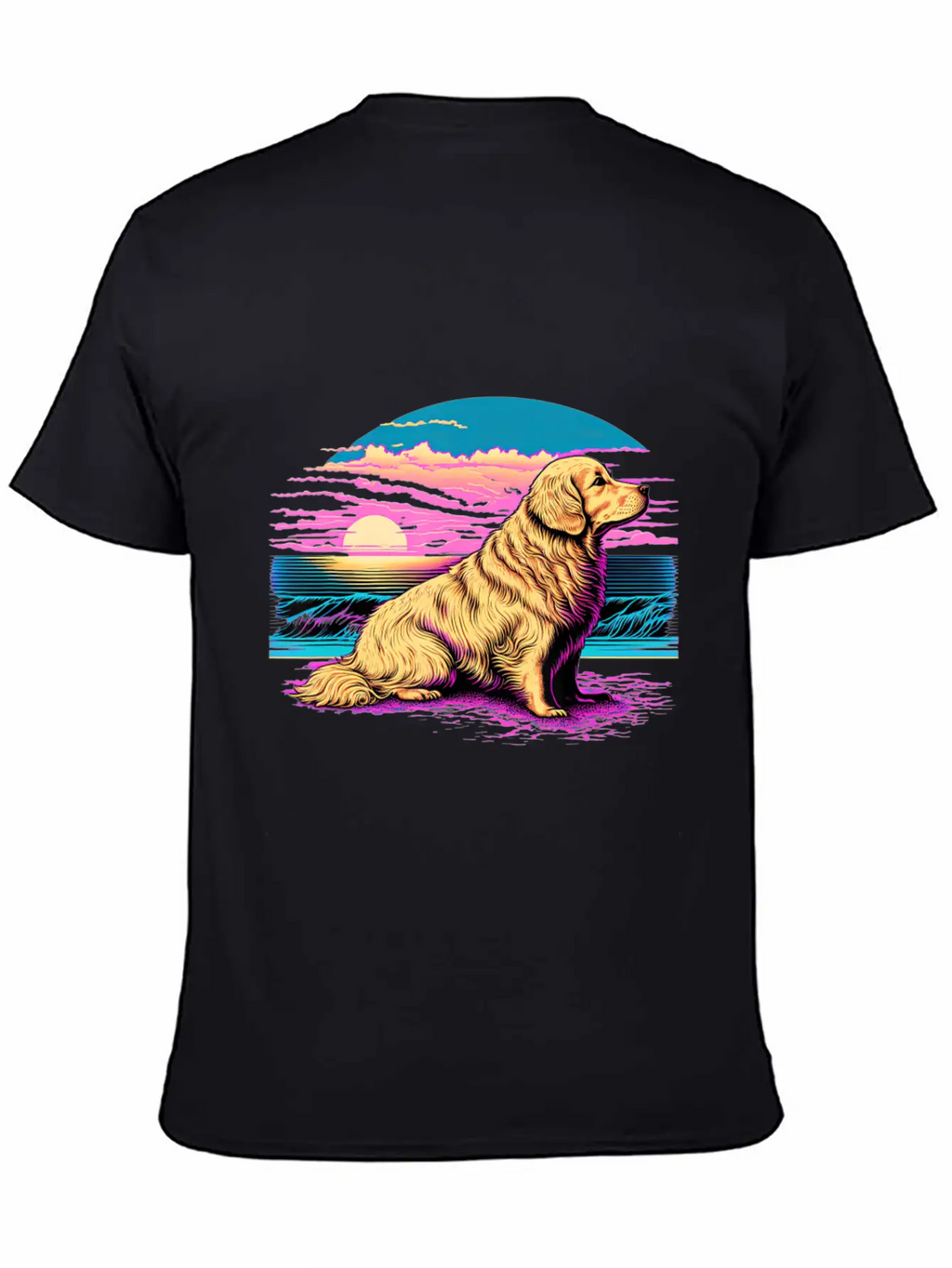 Funny Golden Retriever Vaporwave Unisex Casual T-Shirt – Clean Design For Daily Comfort