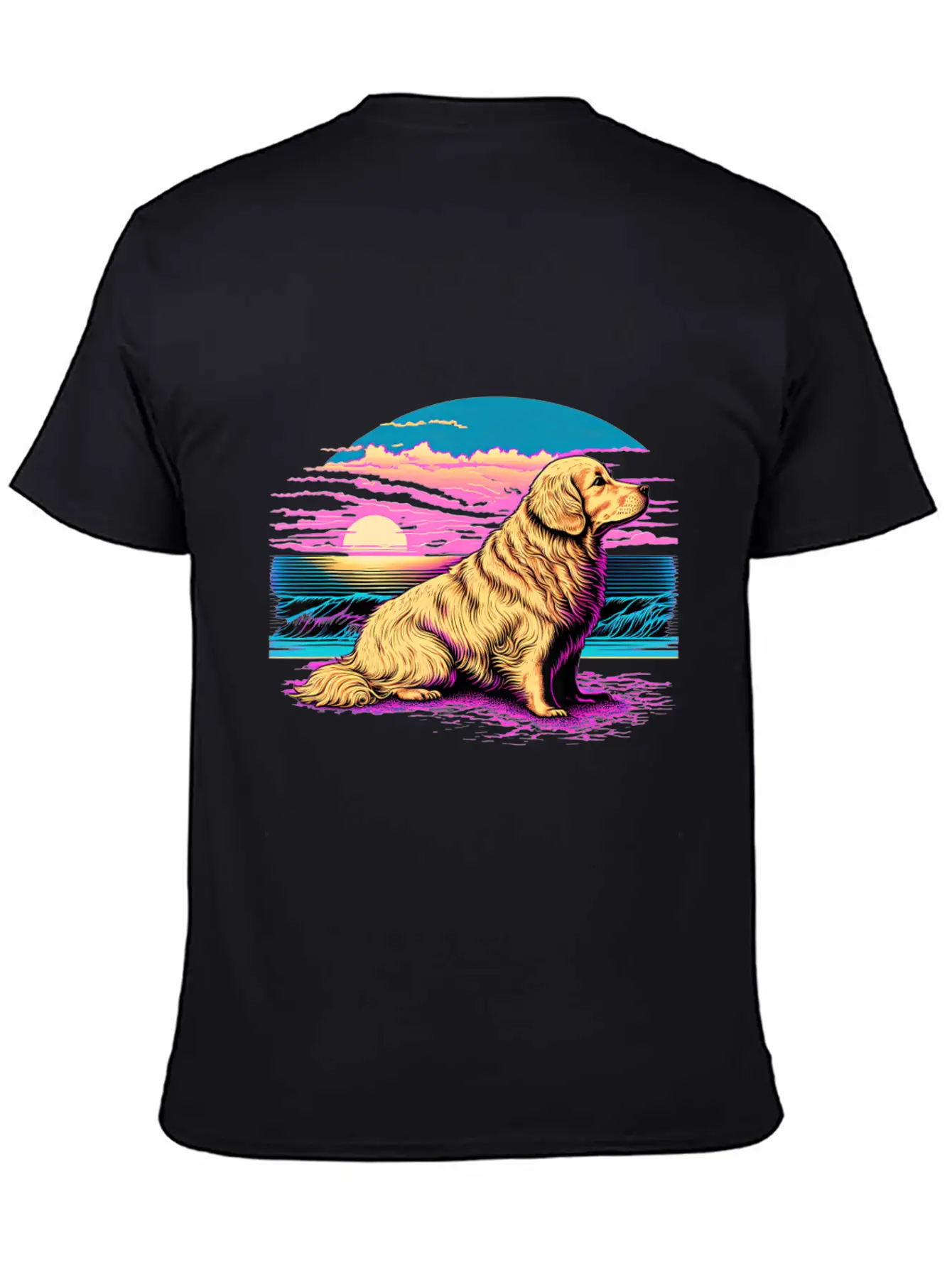 Funny Golden Retriever Vaporwave Unisex Casual T-Shirt – Clean Design For Daily Comfort