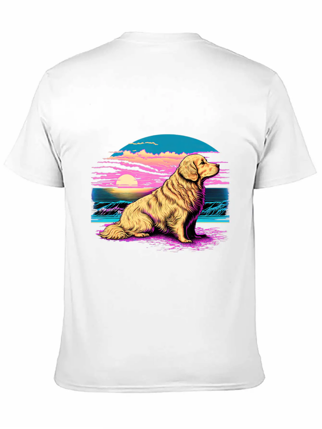 Funny Golden Retriever Vaporwave Unisex Casual T-Shirt – Clean Design For Daily Comfort