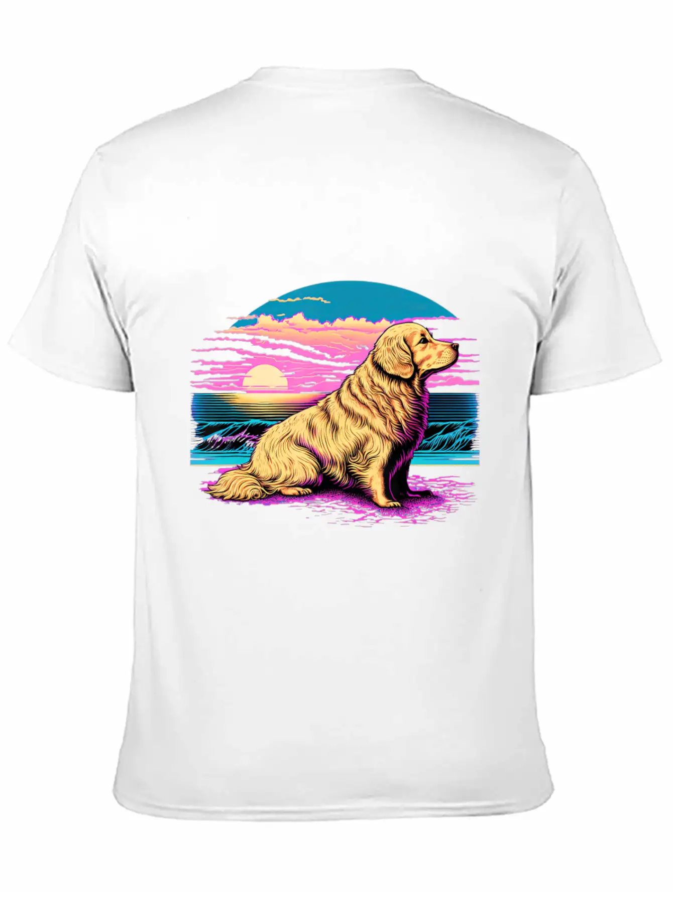 Funny Golden Retriever Vaporwave Unisex Casual T-Shirt – Clean Design For Daily Comfort