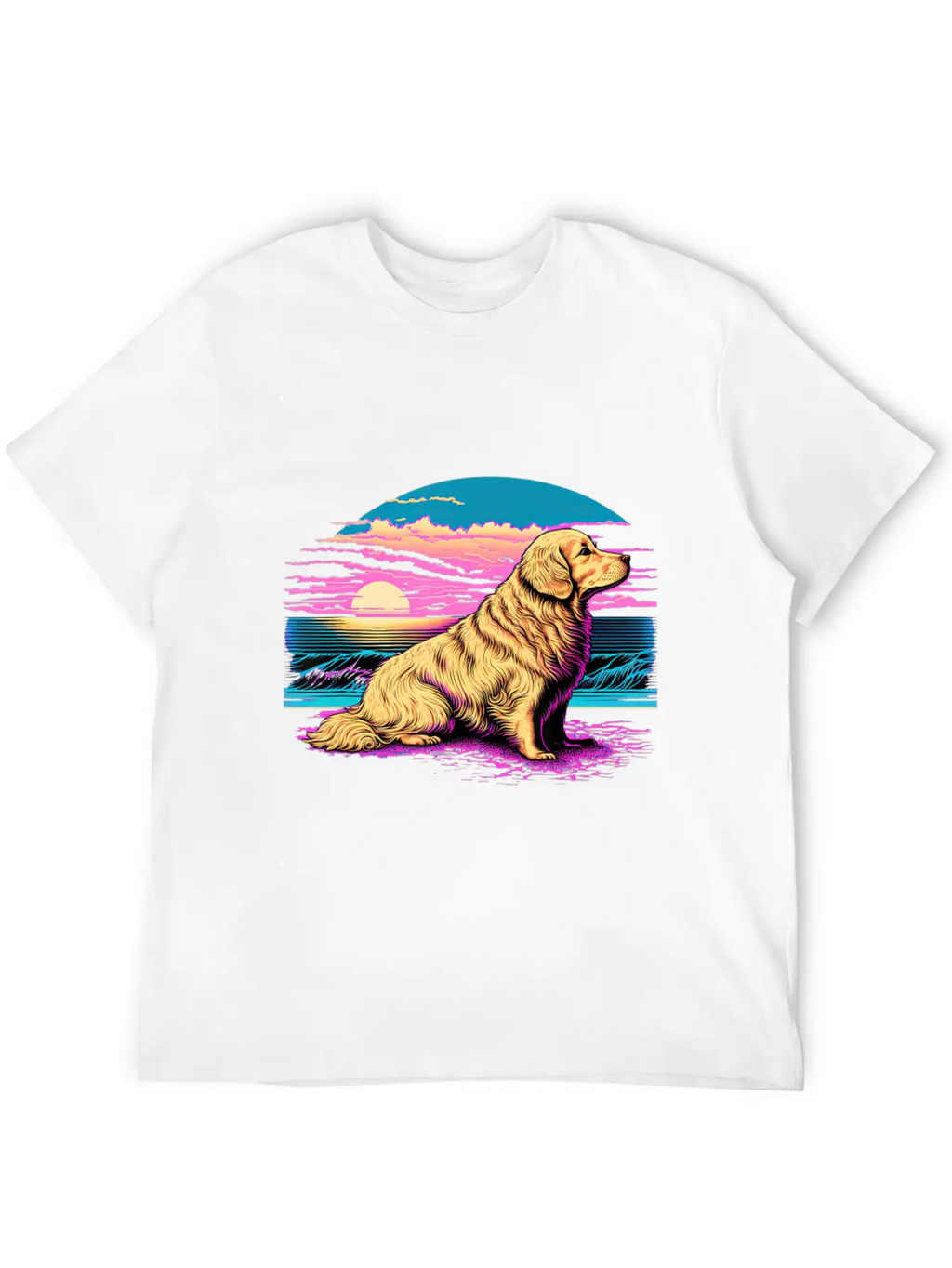Funny Golden Retriever Vaporwave Unisex Casual T-Shirt – Clean Design For Daily Comfort
