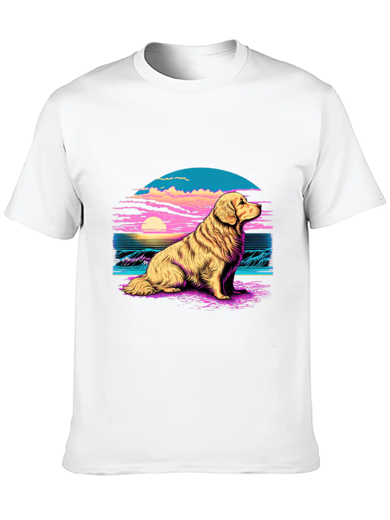 Funny Golden Retriever Vaporwave Unisex Casual T-Shirt – Clean Design For Daily Comfort